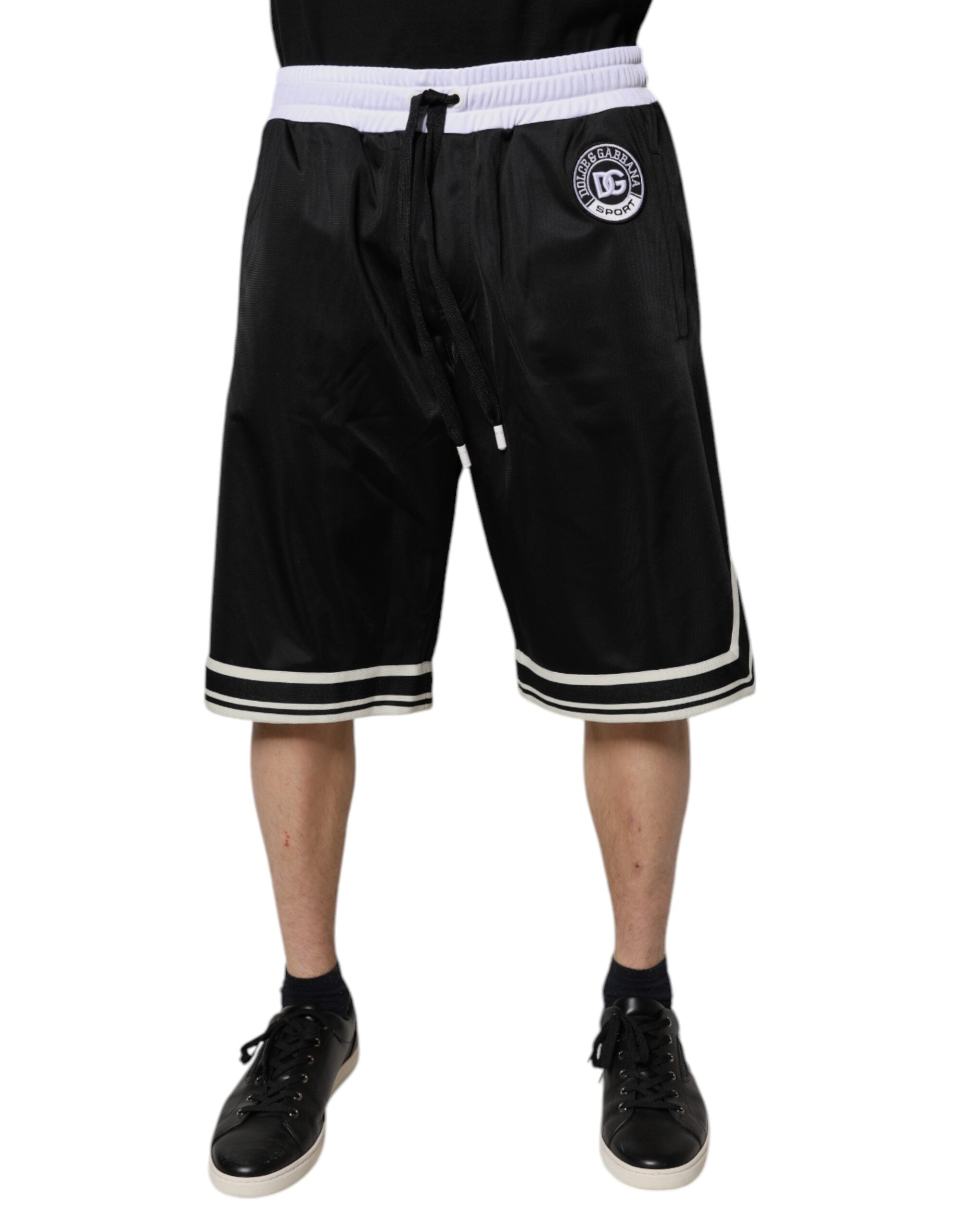 Dolce & Gabbana Black and White Men's Bermuda Sweatshorts Shorts-1