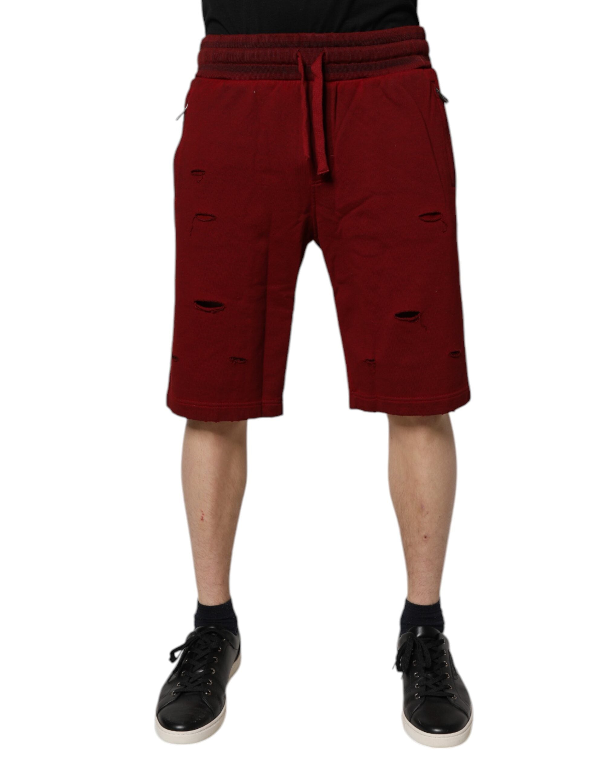 Dolce & Gabbana Maroon Rip Style Bermuda Sweatshorts Shorts-2