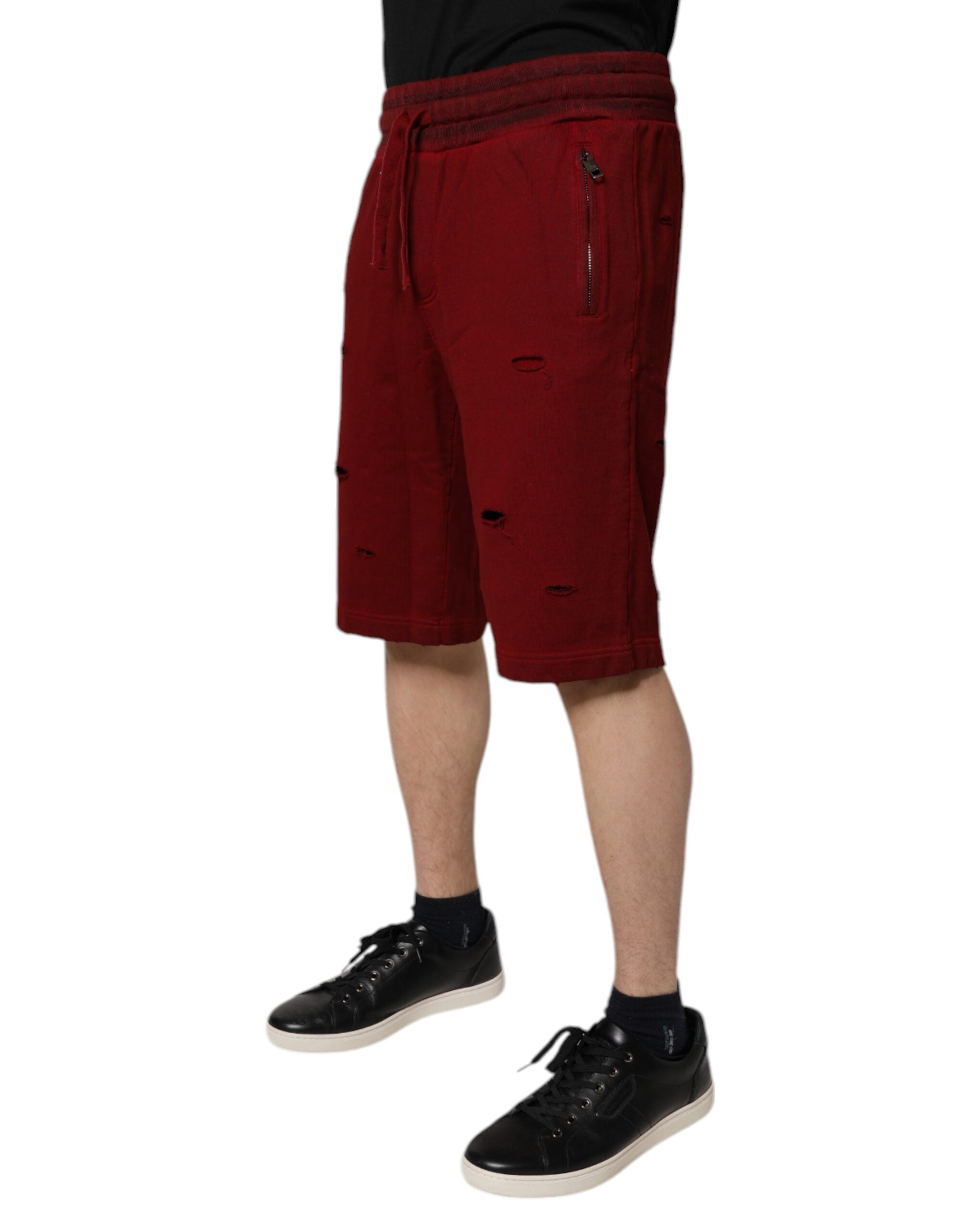 Dolce & Gabbana Maroon Rip Style Bermuda Sweatshorts Shorts-3