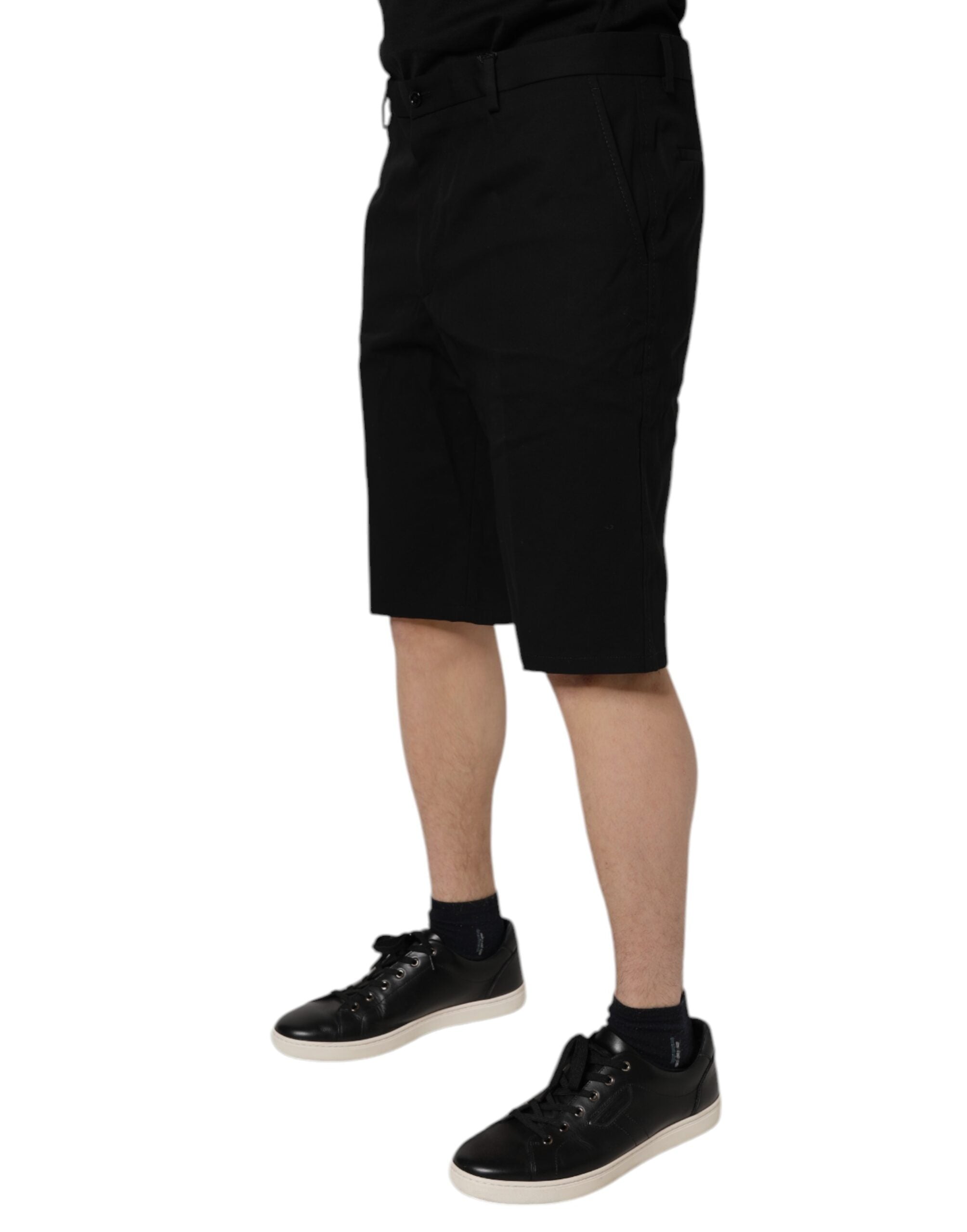 Dolce & Gabbana Black Cotton Bermuda Shorts with Mid Waist-3
