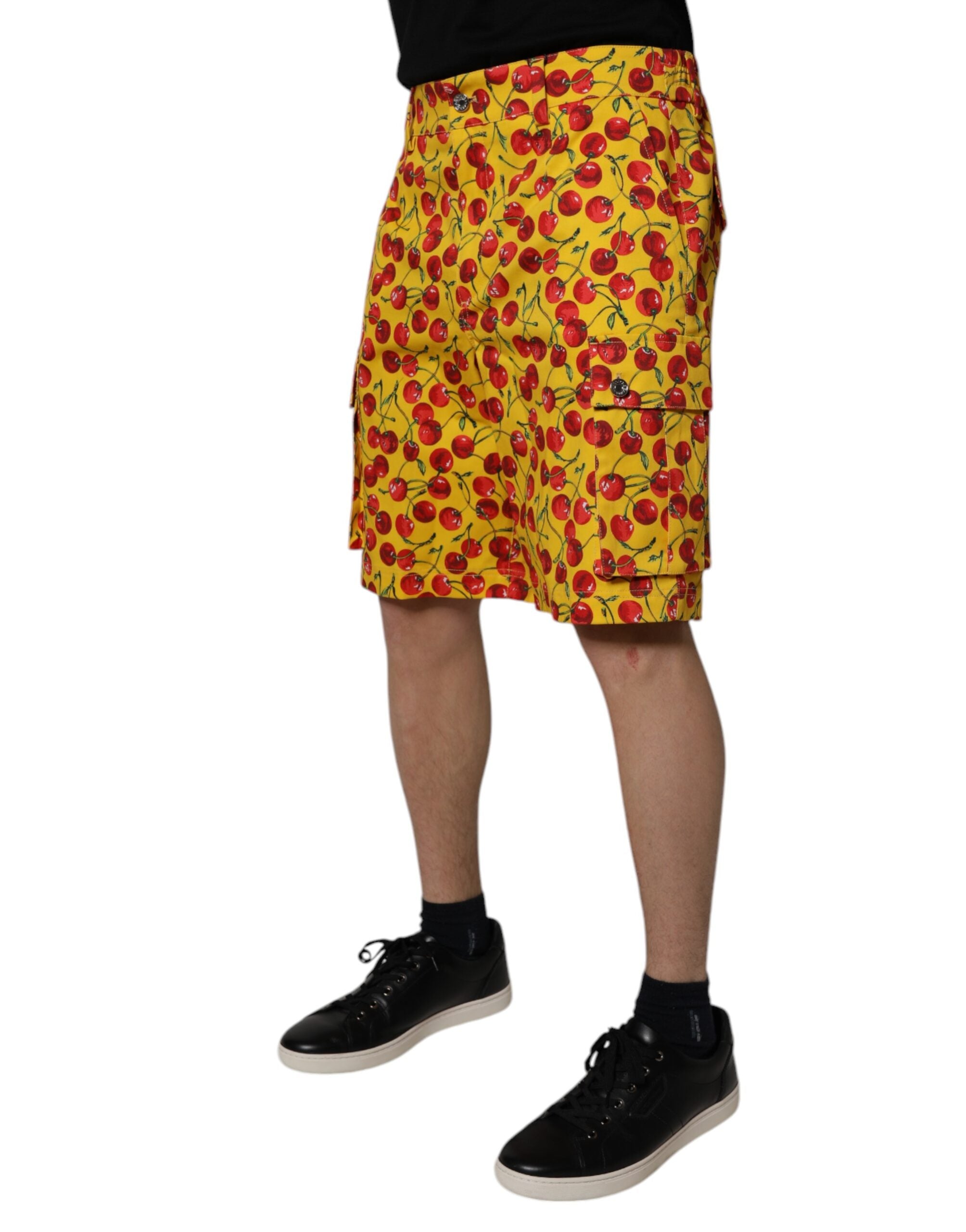 Dolce & Gabbana Gelbe Kirsche Print Baumwolle Männer Bermuda Shorts-3