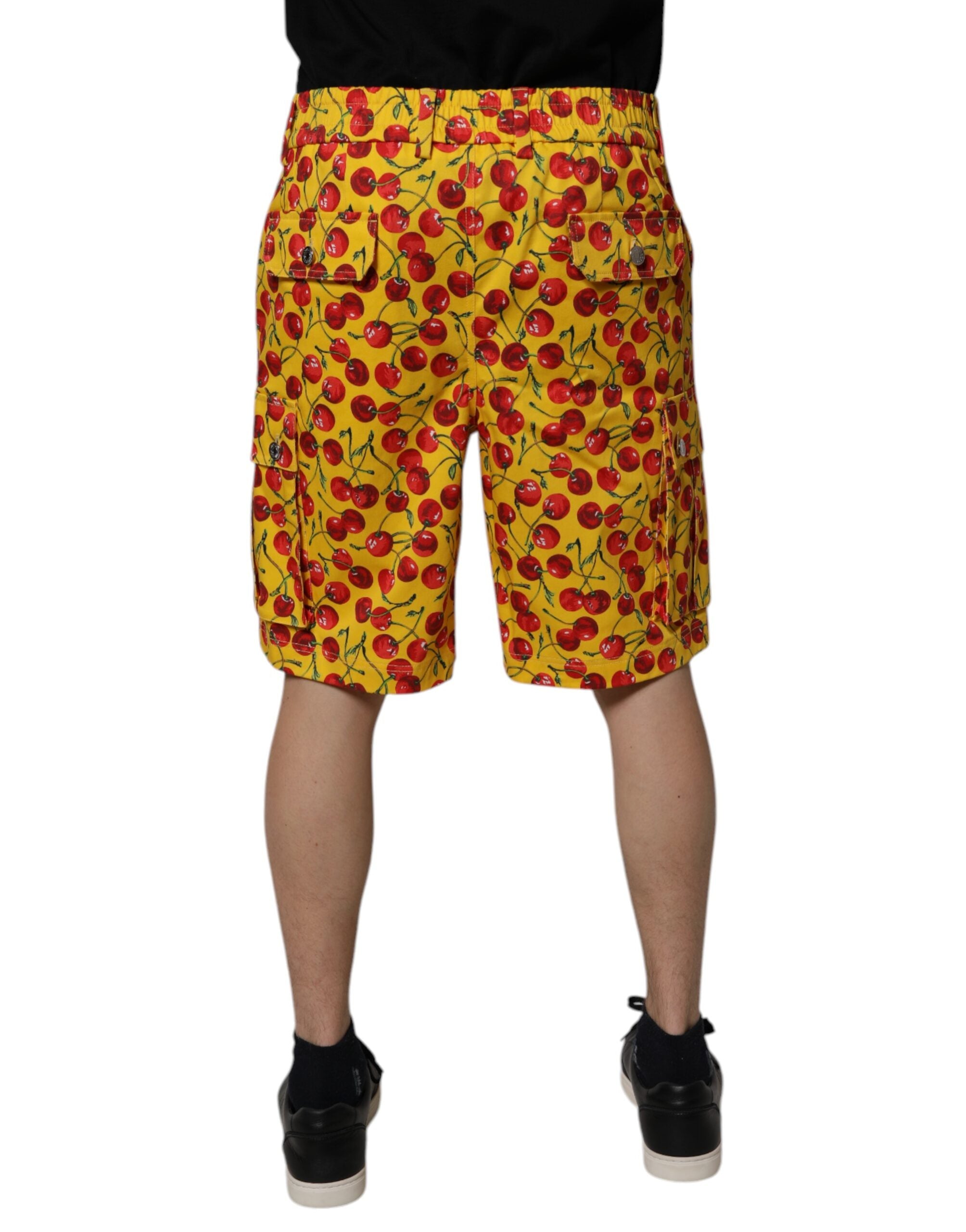 Dolce & Gabbana Gelbe Kirsche Print Baumwolle Männer Bermuda Shorts-4