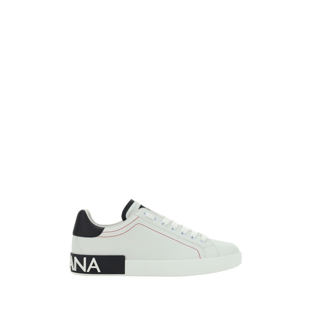 Dolce & Gabbana White Calfskin Bos Taurus Low-Top Sneakers-1