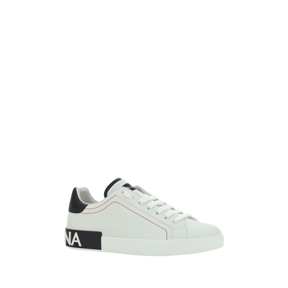 Dolce & Gabbana White Calfskin Bos Taurus Low-Top Sneakers-2