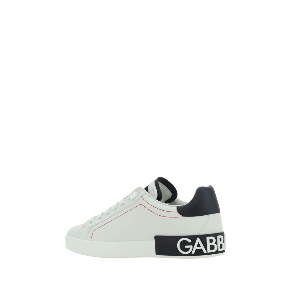 Dolce & Gabbana White Calfskin Bos Taurus Low-Top Sneakers-3