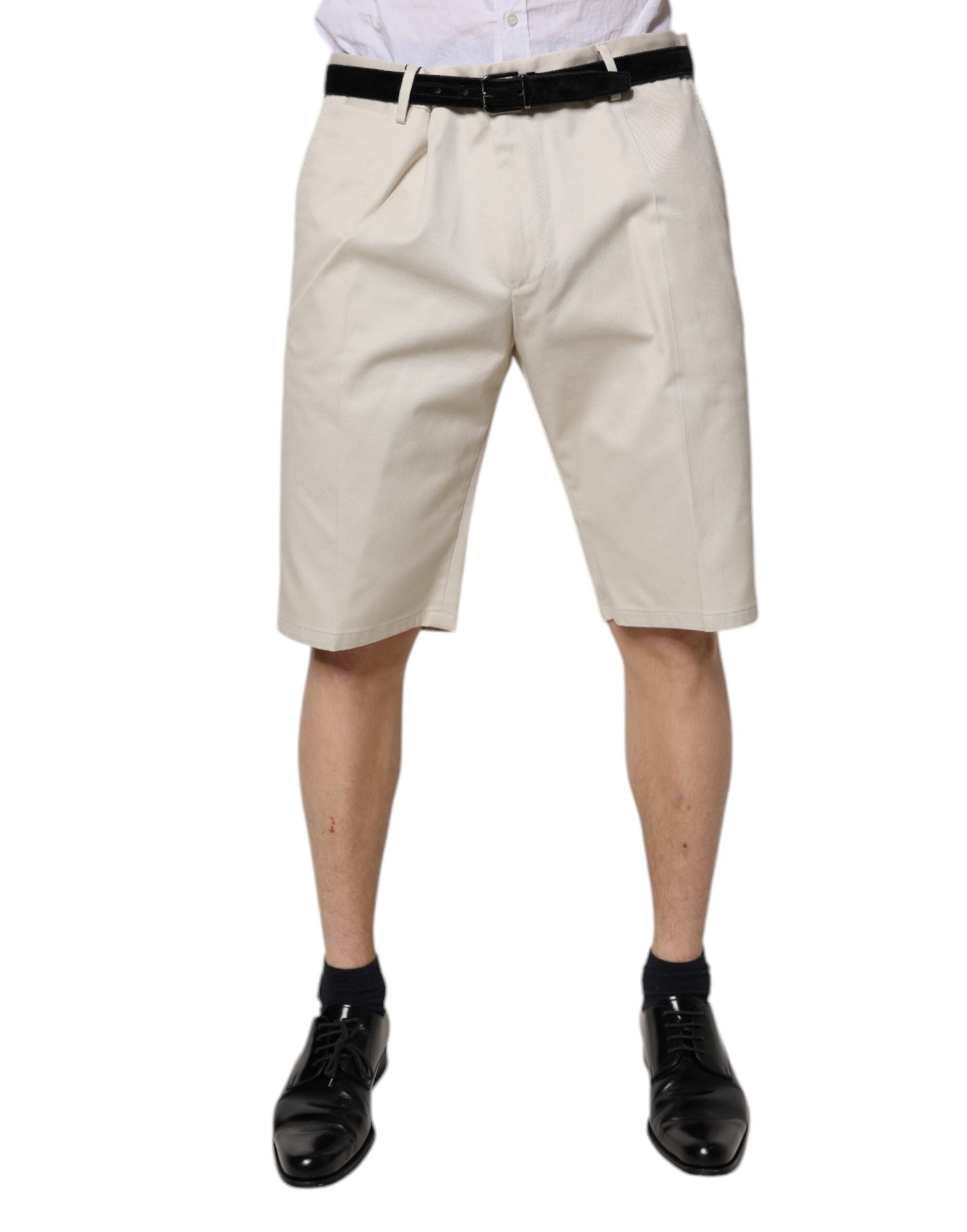 Dolce & Gabbana Beigefarbene Bermuda-Shorts aus Baumwolle mit mittlerer Taille-2