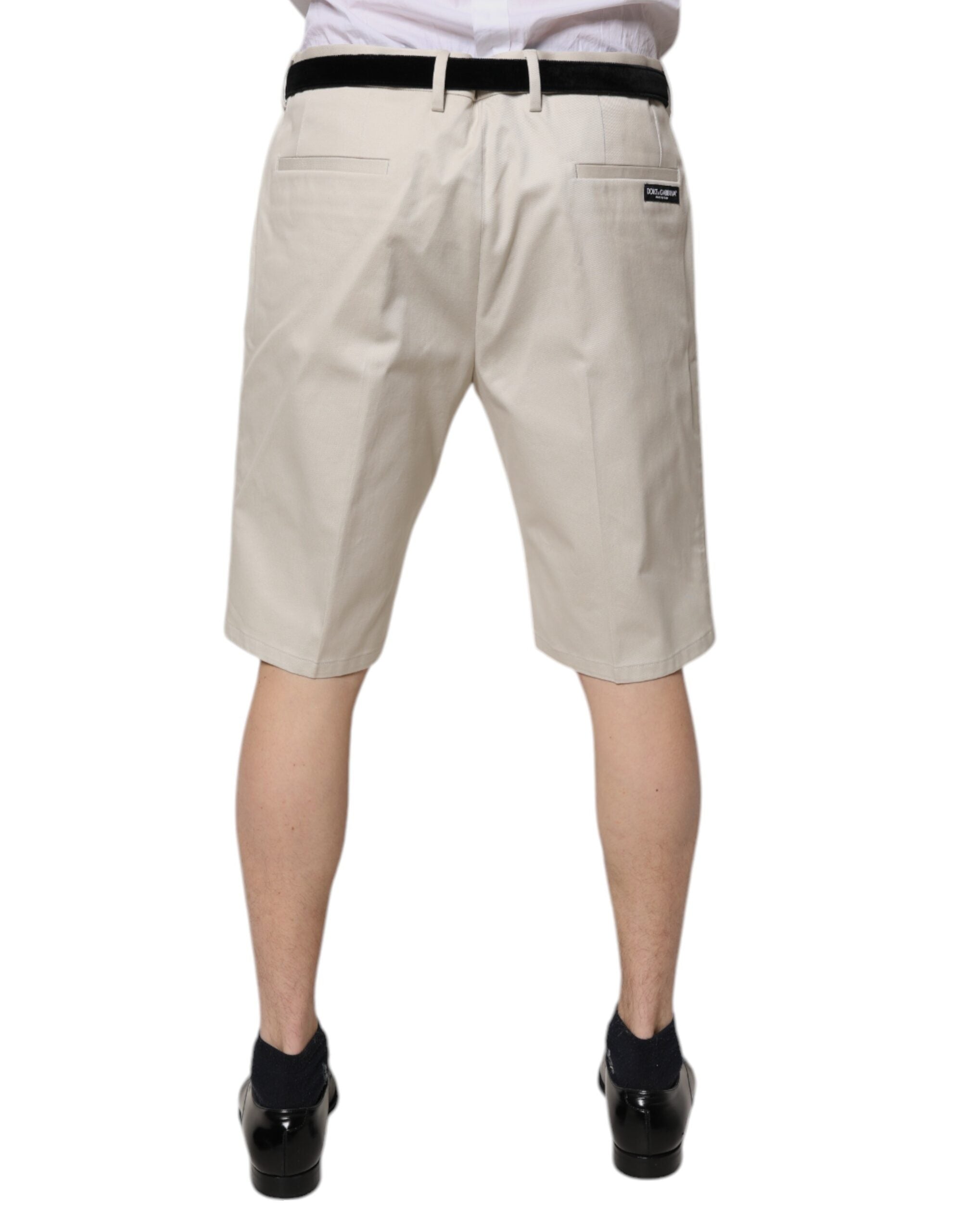 Dolce & Gabbana Beigefarbene Bermuda-Shorts aus Baumwolle mit mittlerer Taille-4