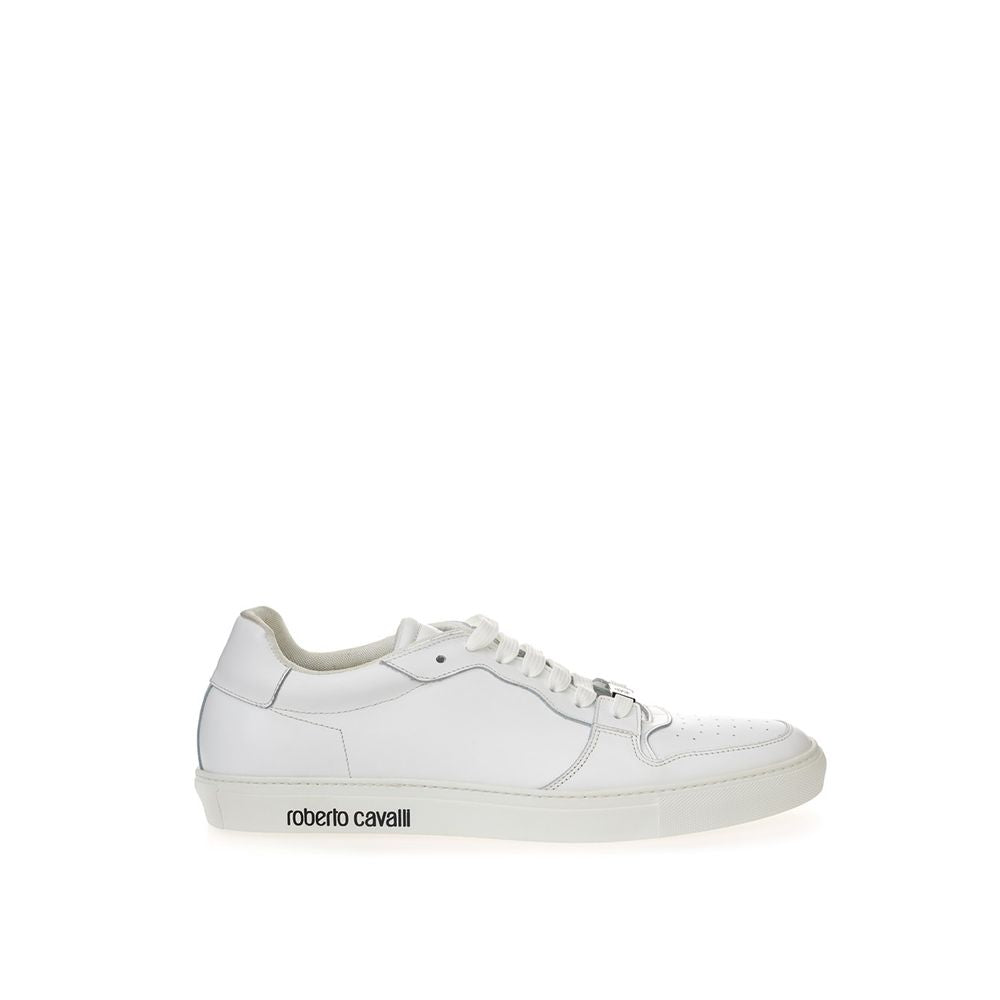 Roberto Cavalli Weiße Leder Turnschuhe Luxe Footwear-1