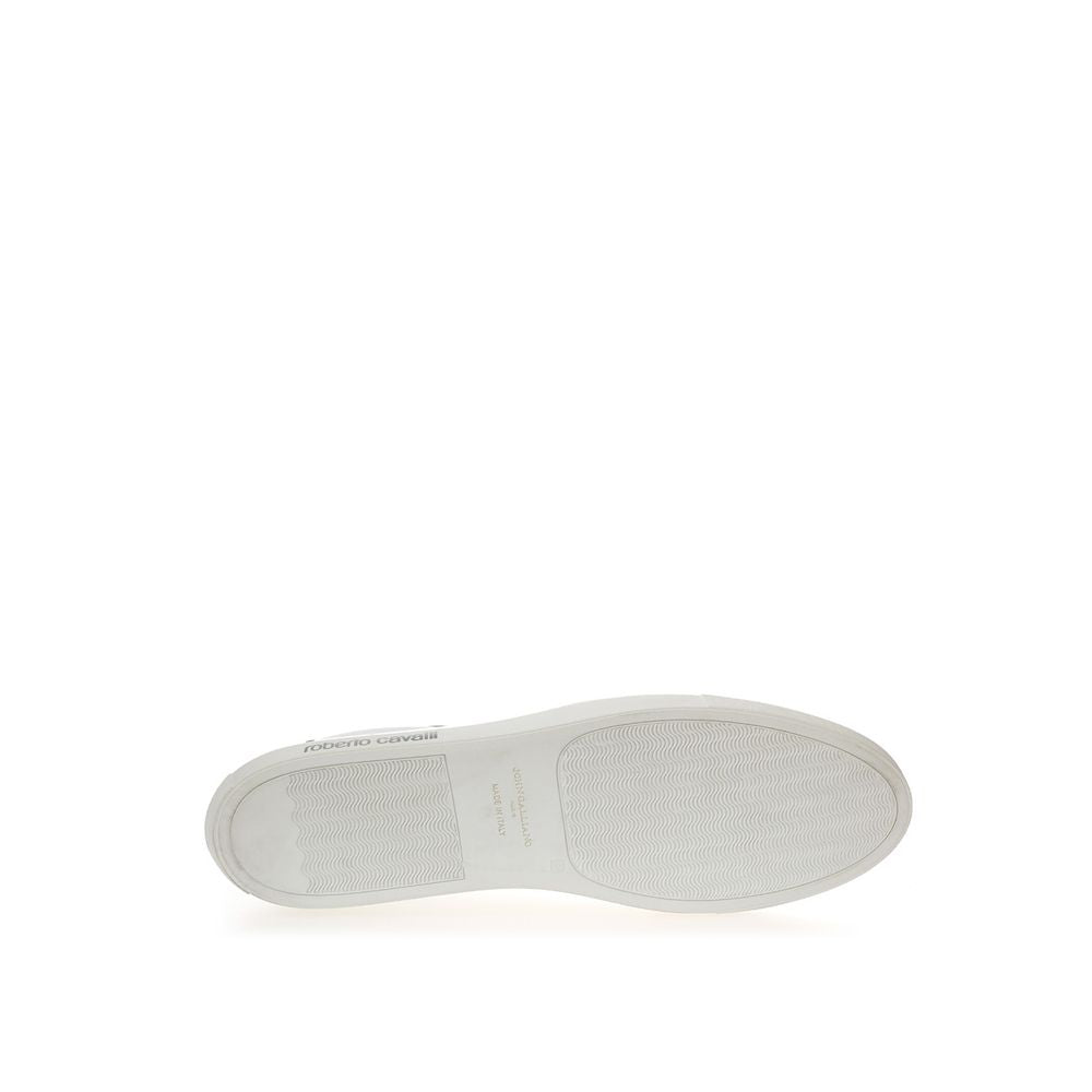 Roberto Cavalli Weiße Leder Turnschuhe Luxe Footwear-5