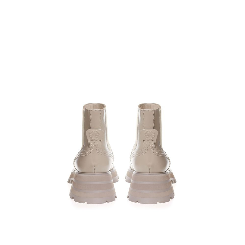Alexander McQueen Chic Grey Leather Boots for Elegant Steps-4