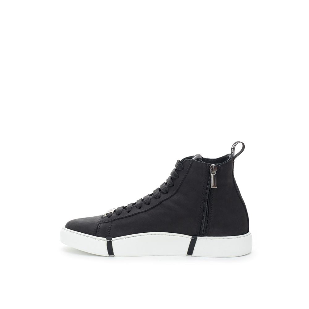Roberto Cavalli Elegant suede sneakers in chic black-2