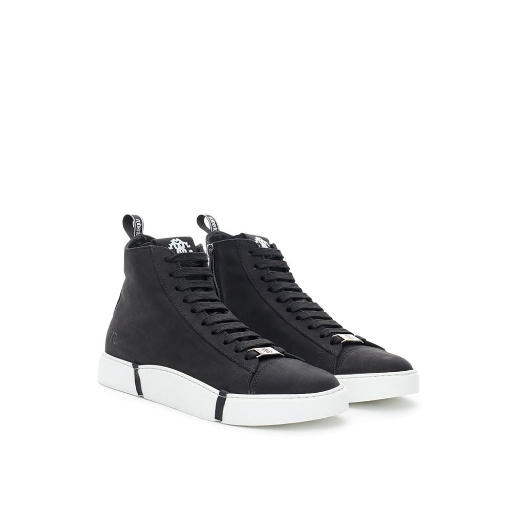 Roberto Cavalli Elegant suede sneakers in chic black-3