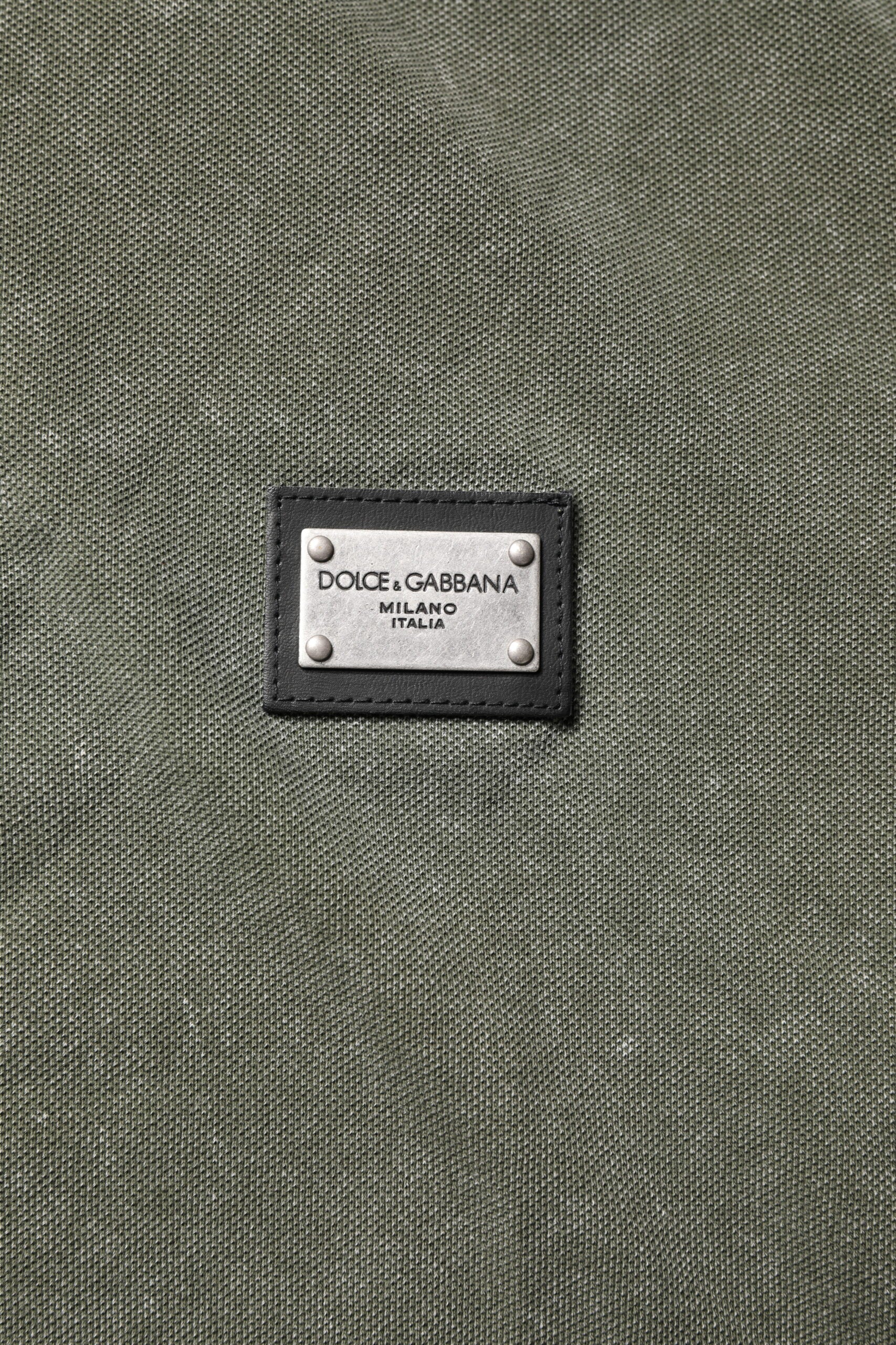 Dolce & Gabbana Army Green Logo Badge Cotton Polo Shirt T-shirt-6