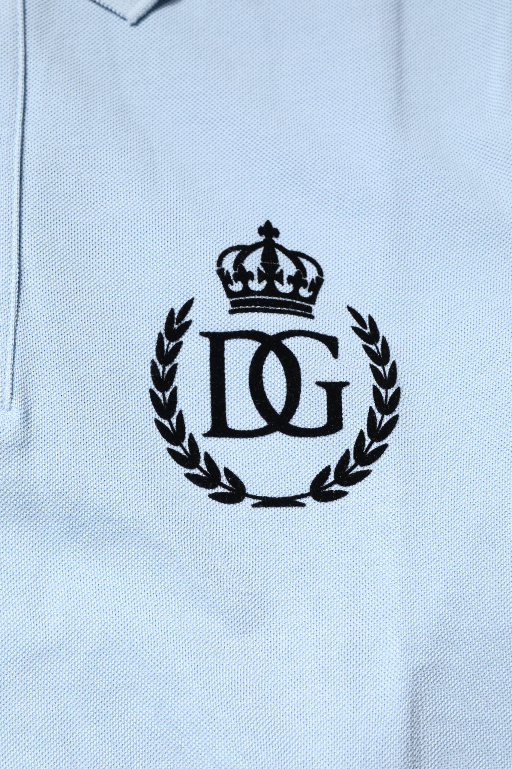 Dolce & Gabbana Sky Blue Cotton Crown Polo T-Shirt with Collar-7