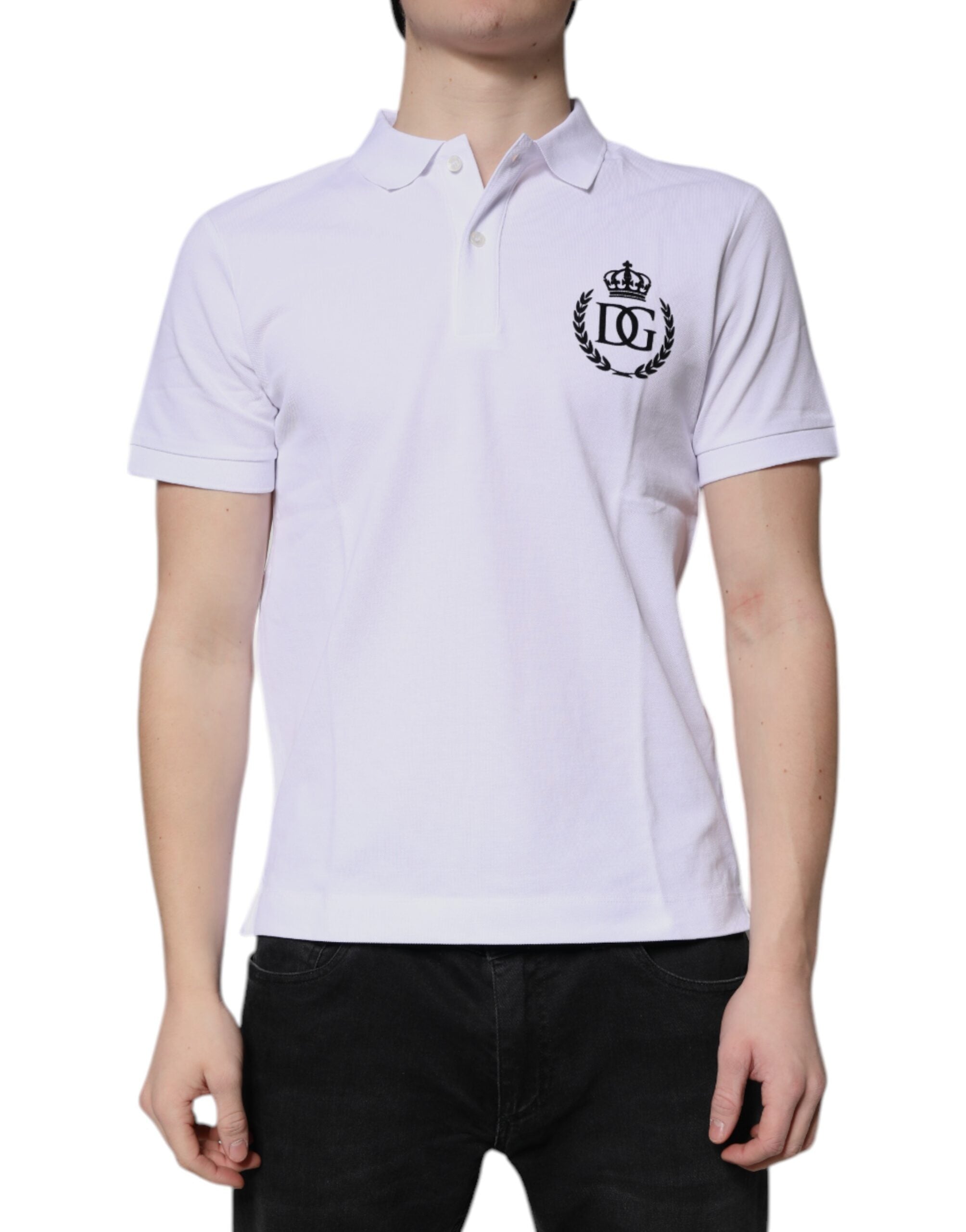Polo de algodón blanco con cuello de Dolce & Gabbana para hombre-2