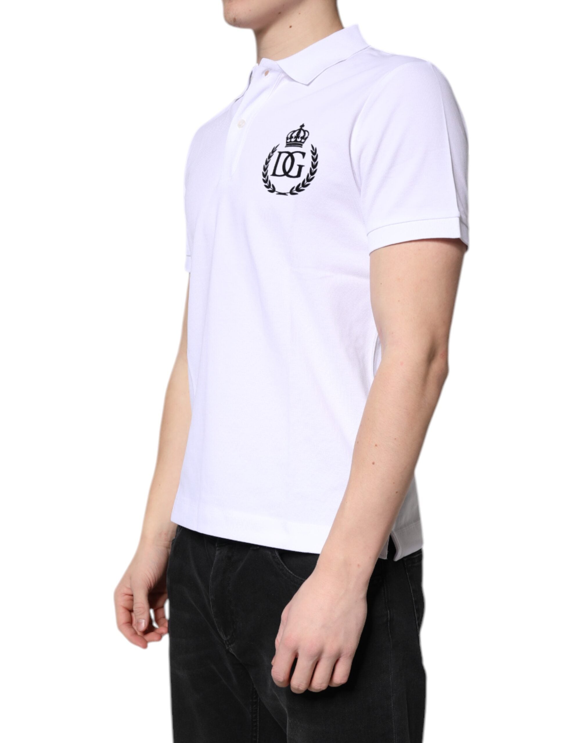 Polo de algodón blanco con cuello de Dolce & Gabbana para hombre-3