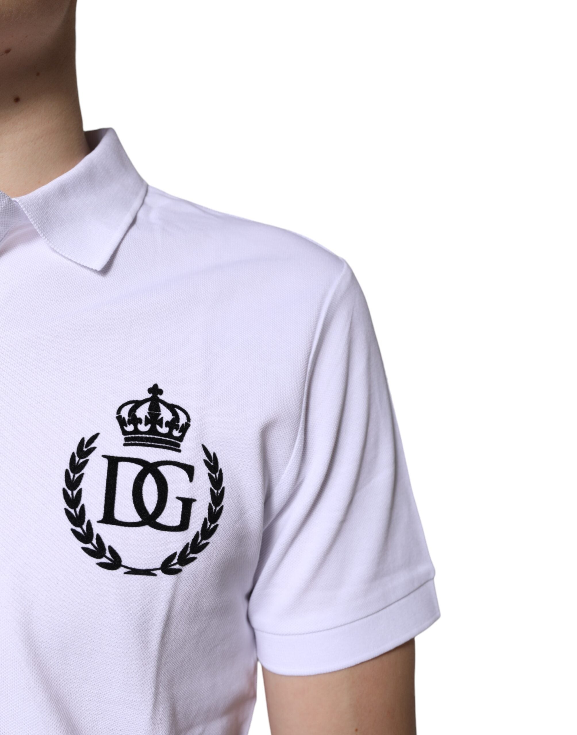 Polo de algodón blanco con cuello de Dolce & Gabbana para hombre-5