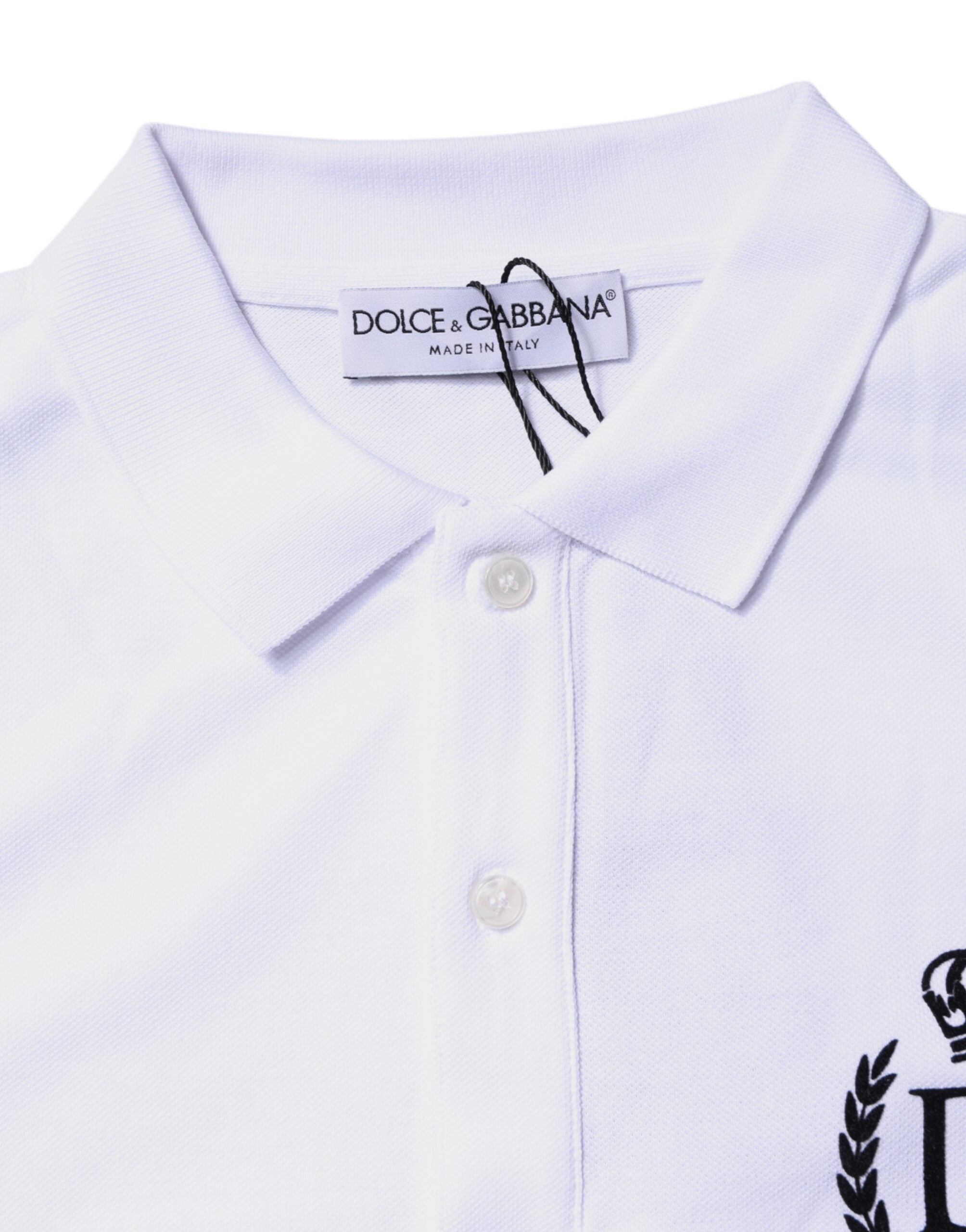 Polo de algodón blanco con cuello de Dolce & Gabbana para hombre-6