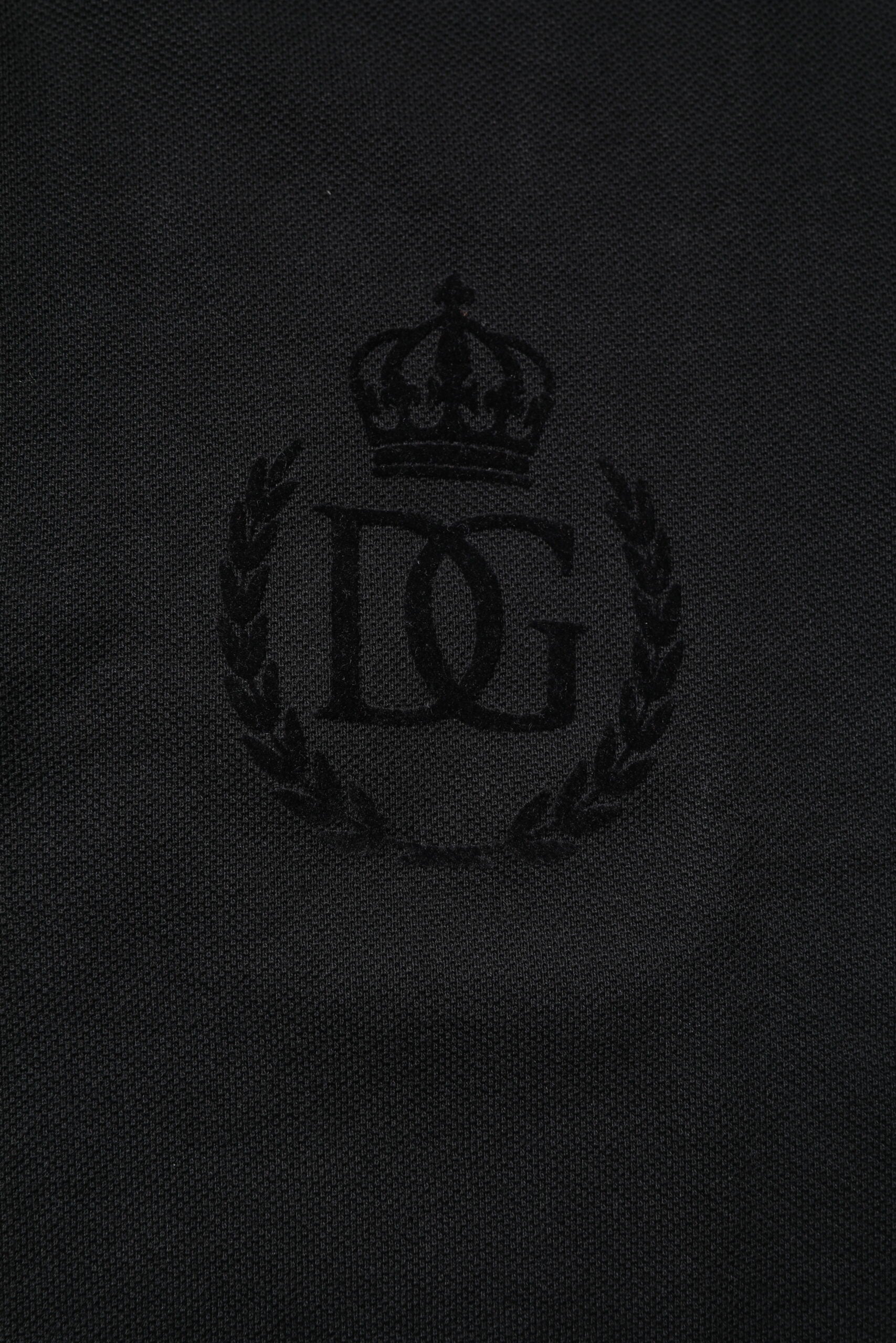 Polo de algodón negro con cuello y logotipo DG de Dolce & Gabbana-6