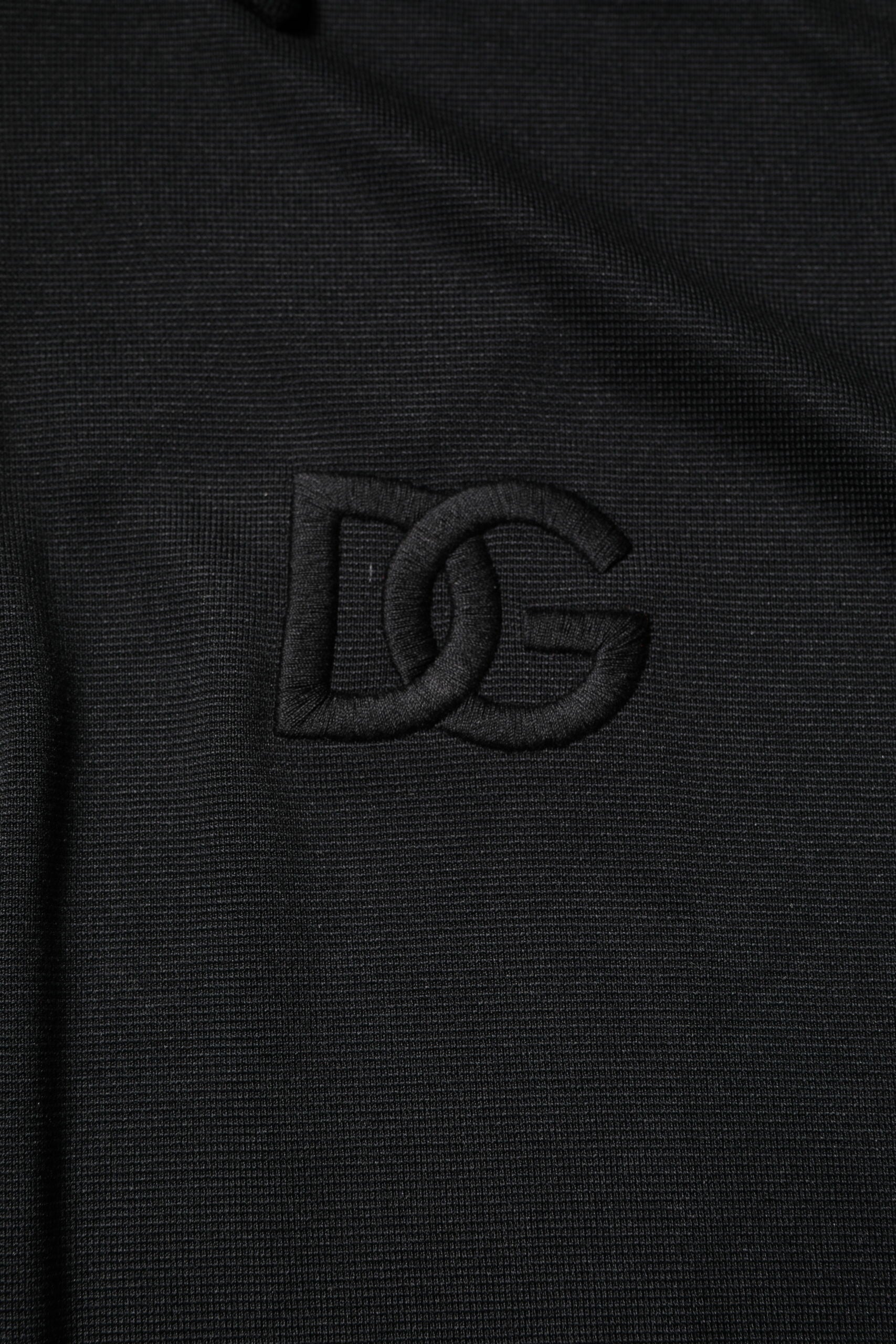 Dolce & Gabbana Schwarzes Polyester DG Logo Poloshirt mit Kragen-7