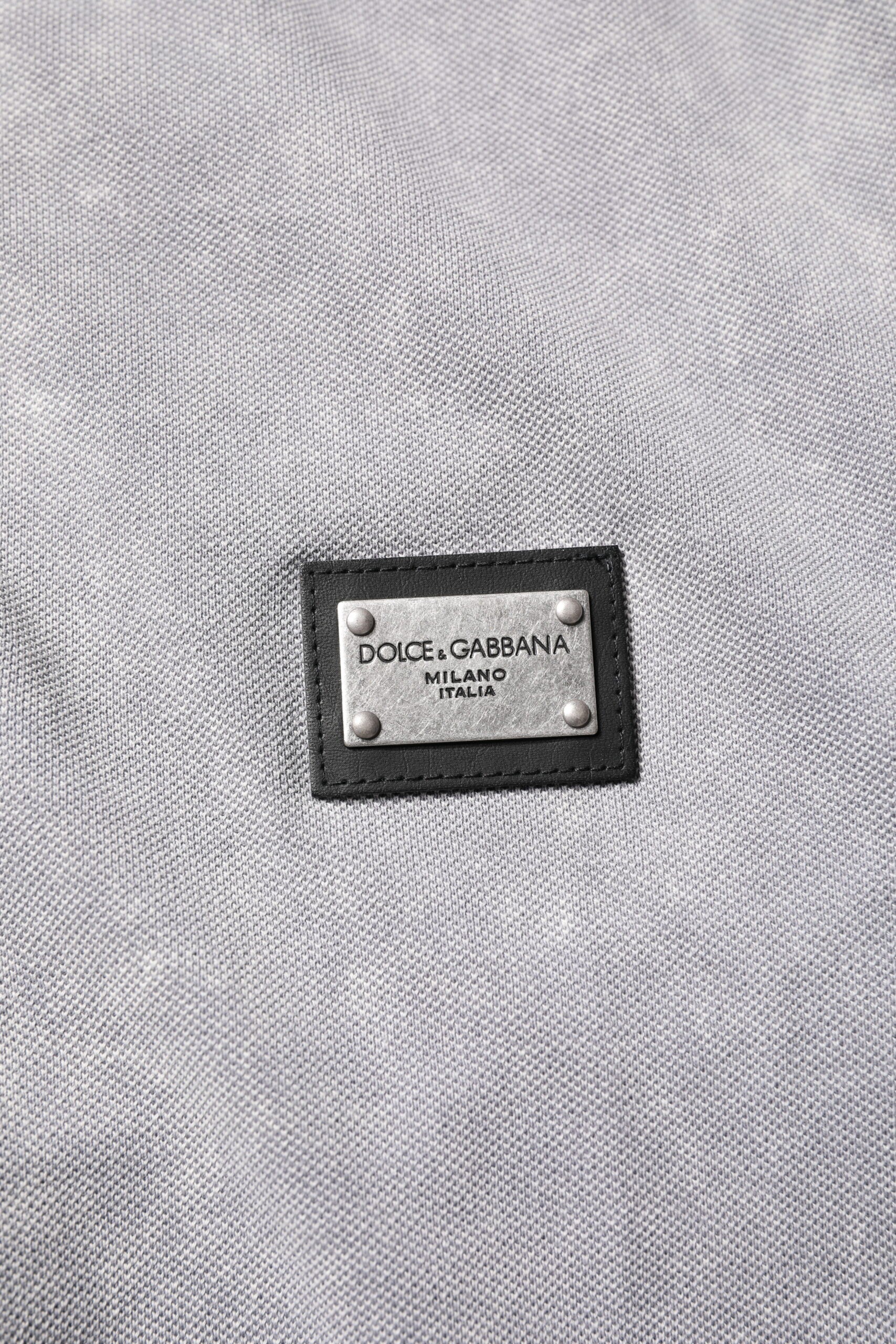 Polo de algodón con placa del logotipo gris de Dolce & Gabbana para hombre-7