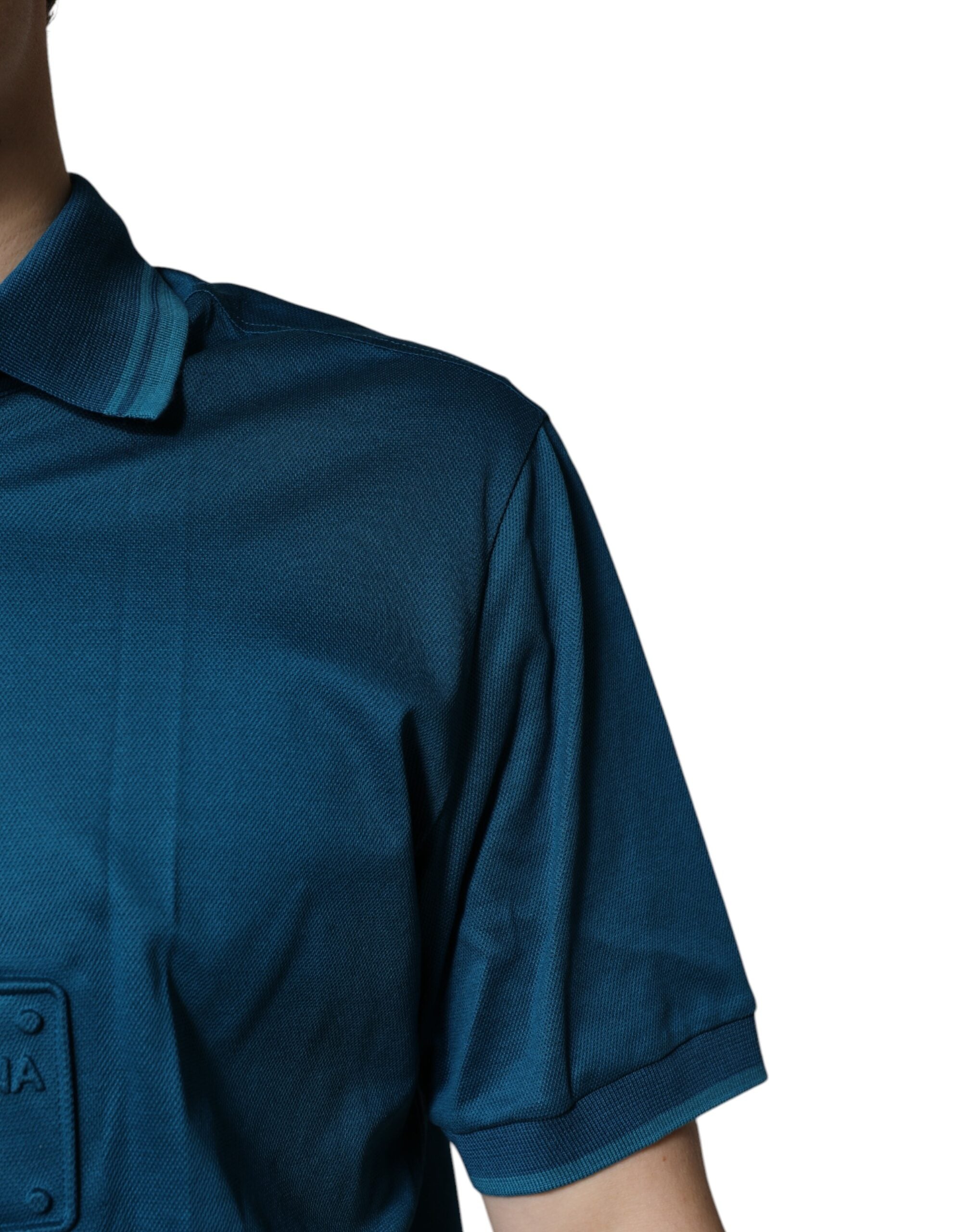 Dolce & Gabbana Blue Logo Cotton Polo Shirt for Men T-shirt-5