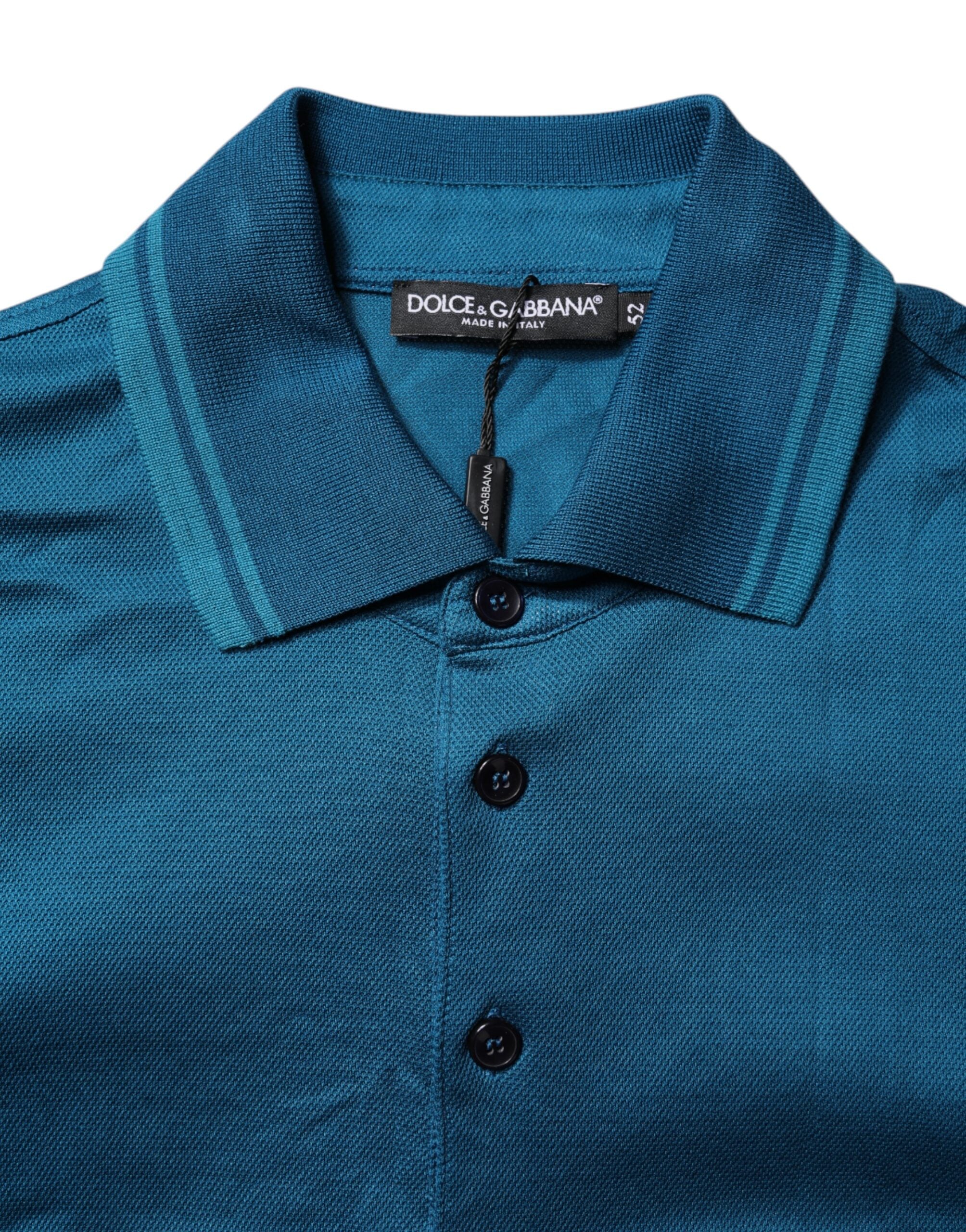 Dolce & Gabbana Blue Logo Cotton Polo Shirt for Men T-shirt-6