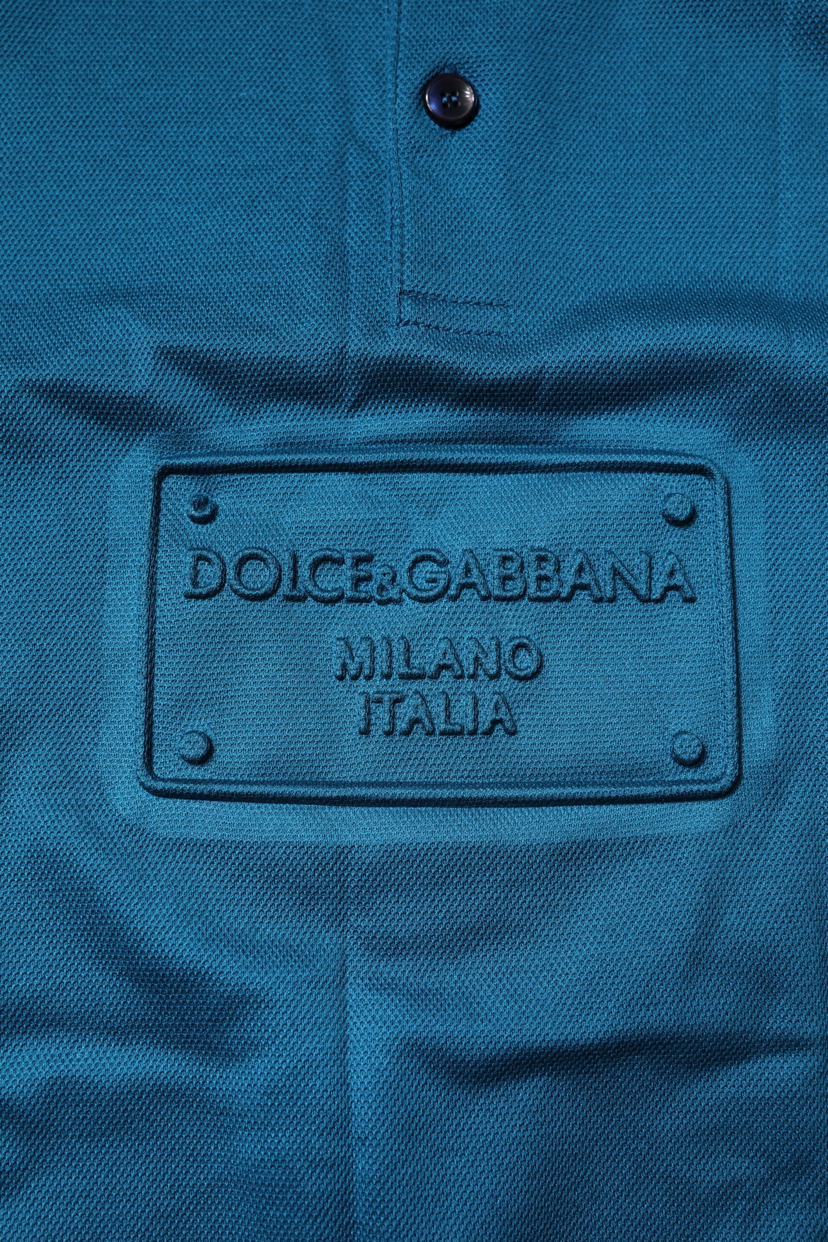 Dolce & Gabbana Blue Logo Cotton Polo Shirt for Men T-shirt-7