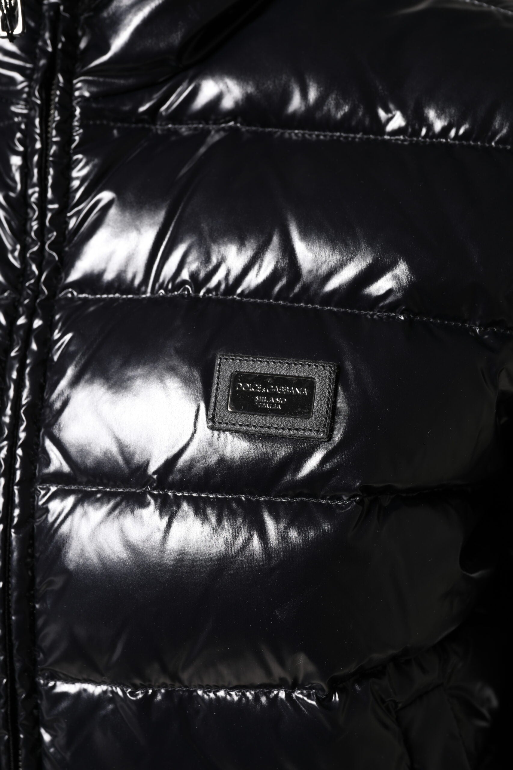 Dolce & Gabbana Black Logo Plaque Full Zip Puffer Jacket-7