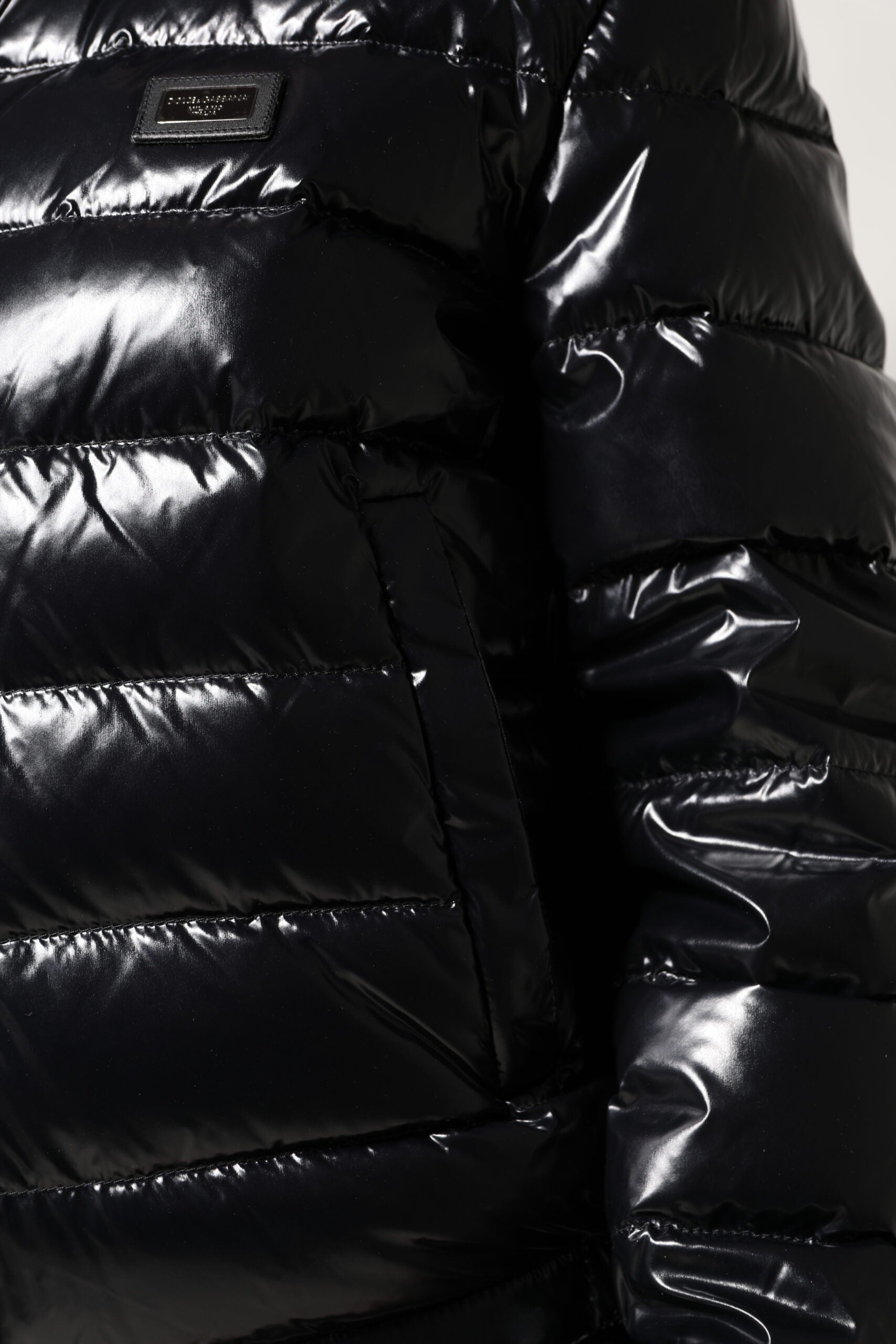 Dolce & Gabbana Black Logo Plaque Full Zip Puffer Jacket-8