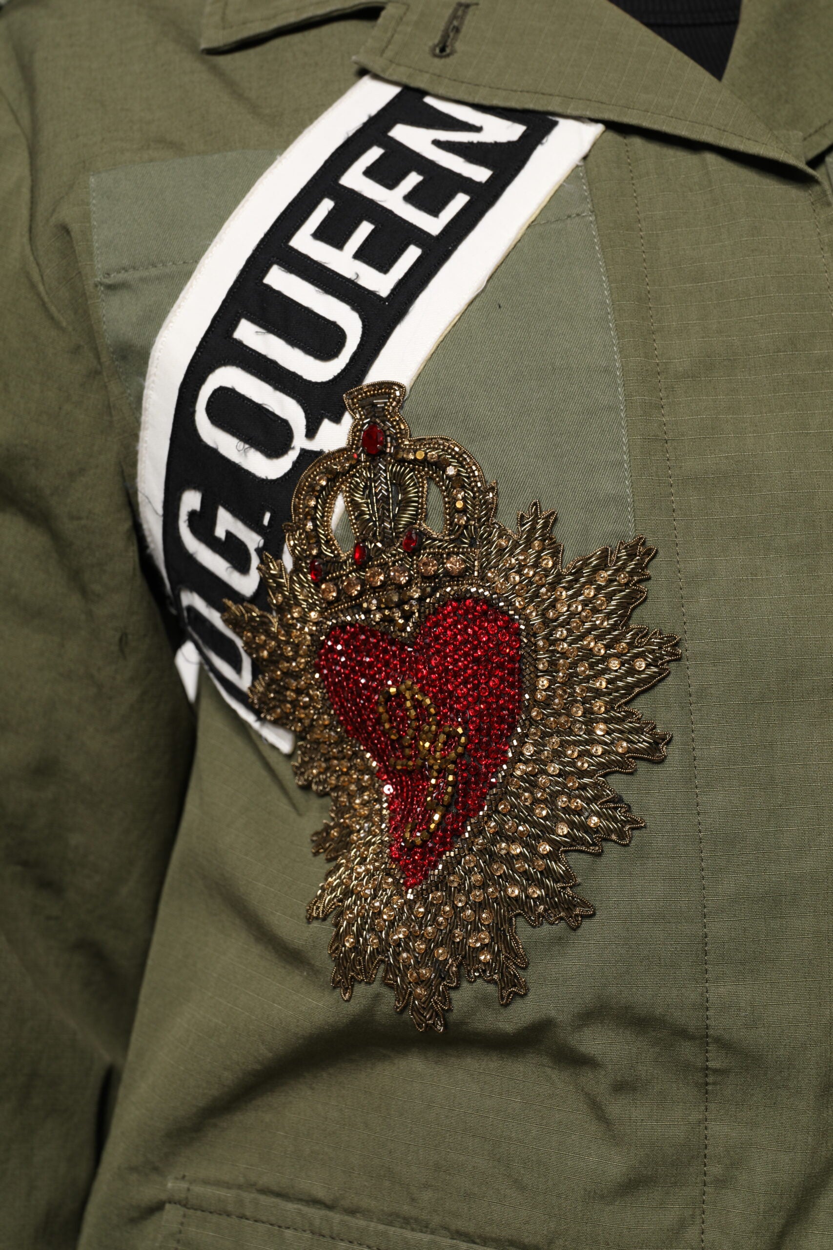 Dolce & Gabbana Military Green Ornate Coat Jacket Queen-8