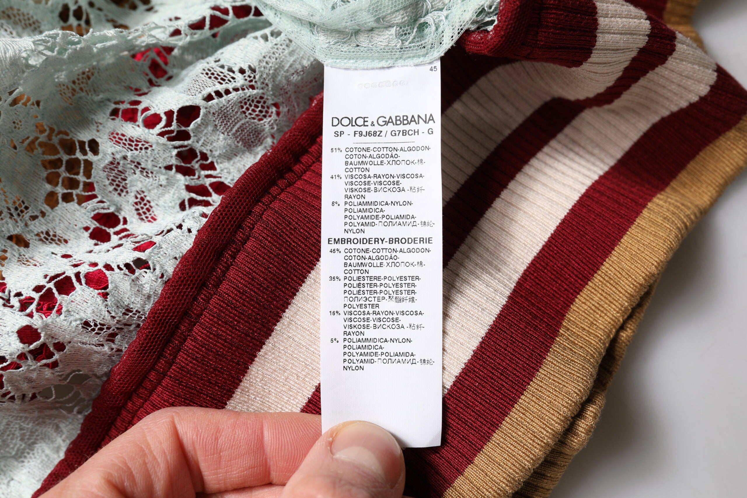 Dolce & Gabbana Mehrfarbige Strickjacke mit floraler Spitze-7