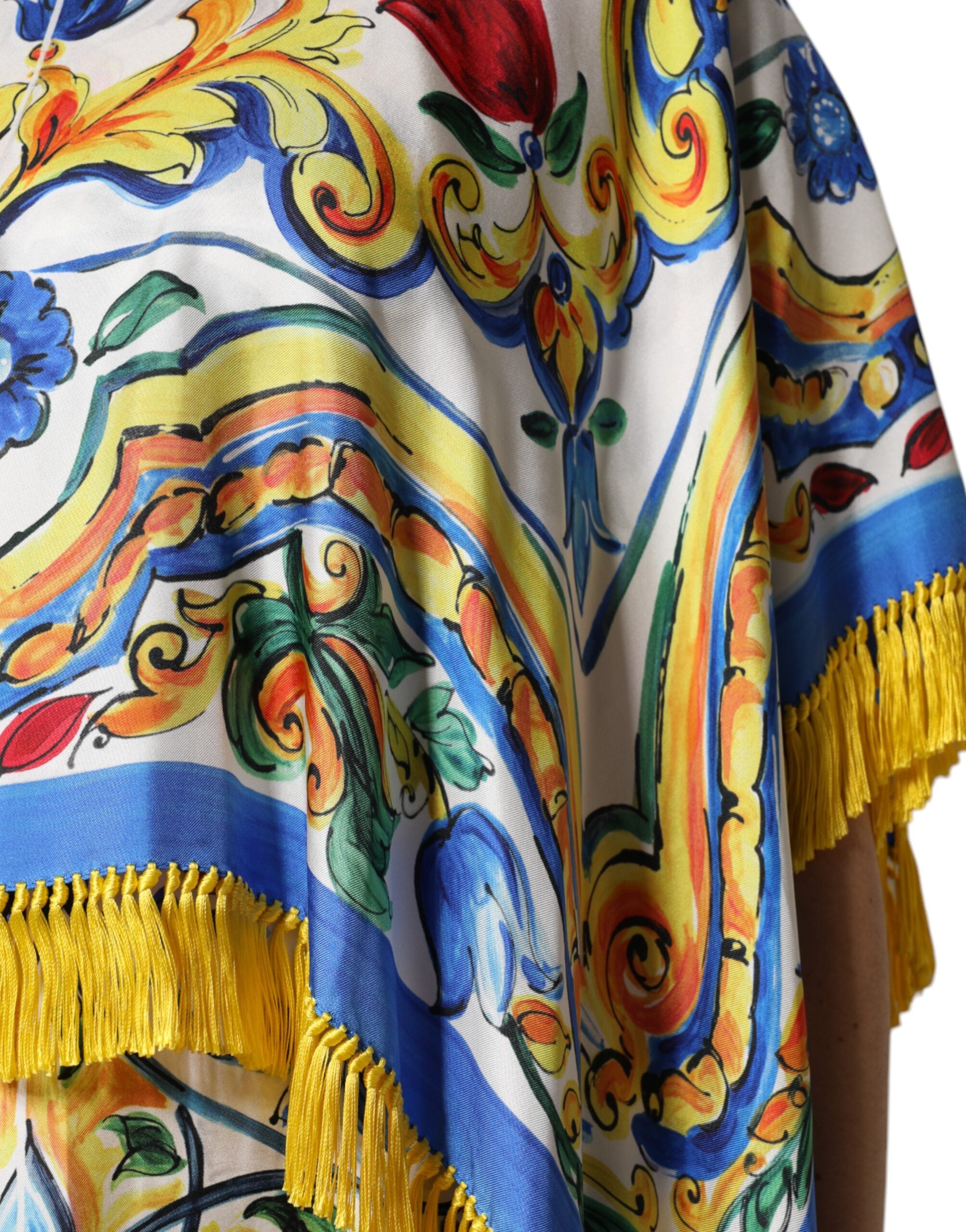 Dolce & Gabbana Multicolor Majolica Kaftan Short Sleeve Maxi Dress-7