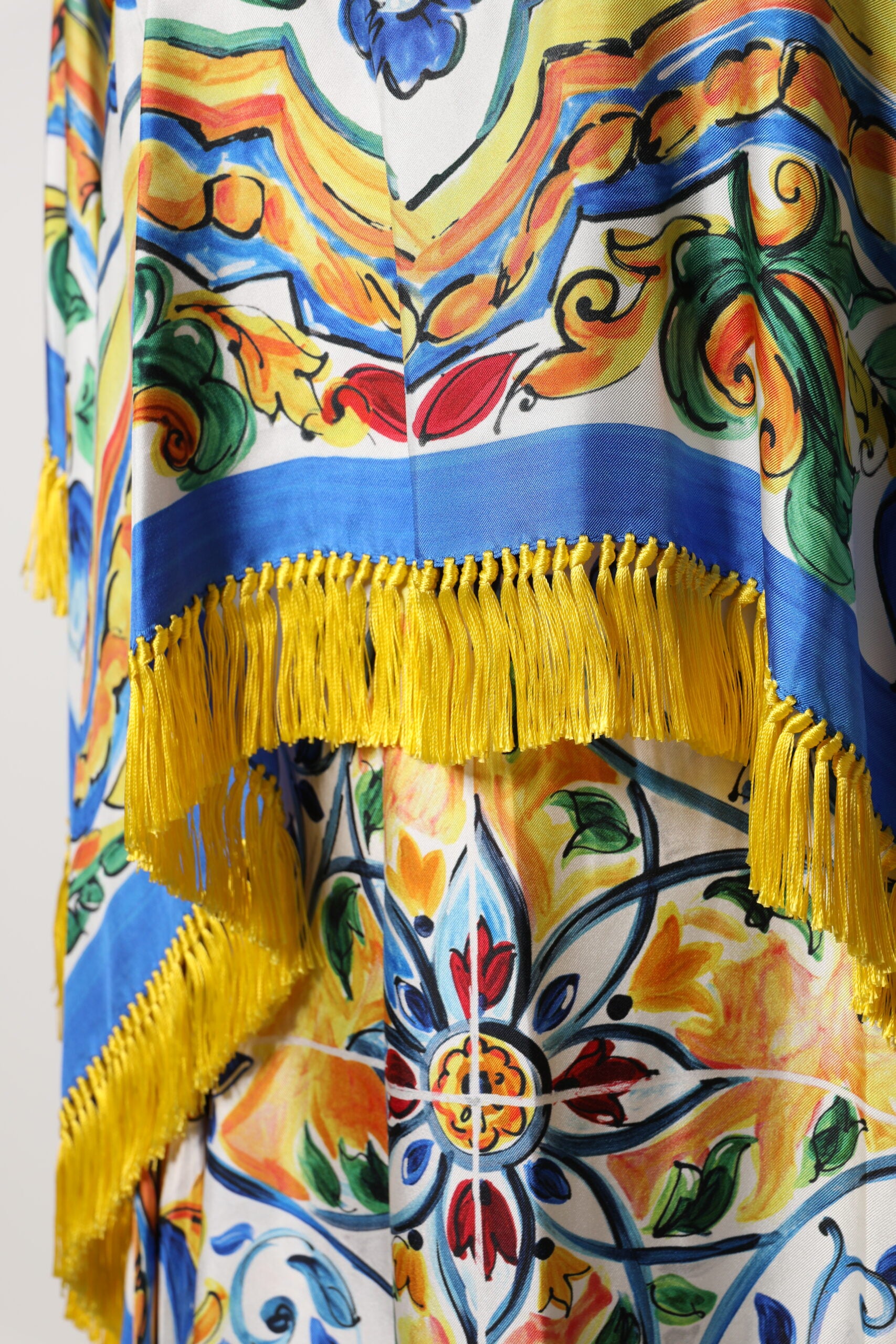 Dolce & Gabbana Multicolor Majolica Kaftan Short Sleeve Maxi Dress-8