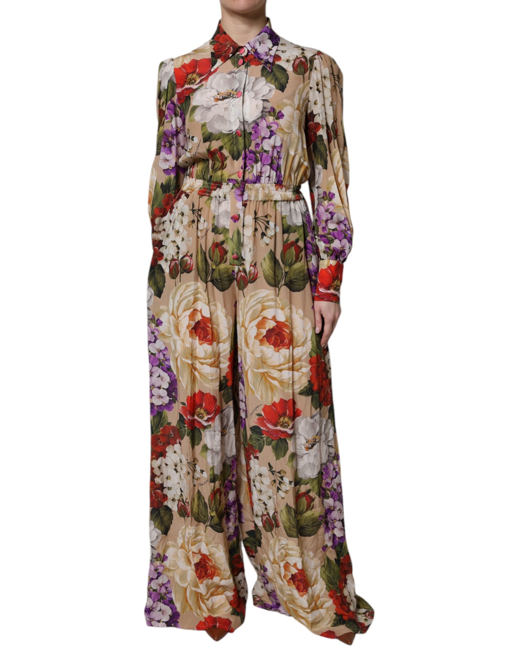 Dolce & Gabbana Multicolor Floral Wide Leg Jumpsuit Dress-1