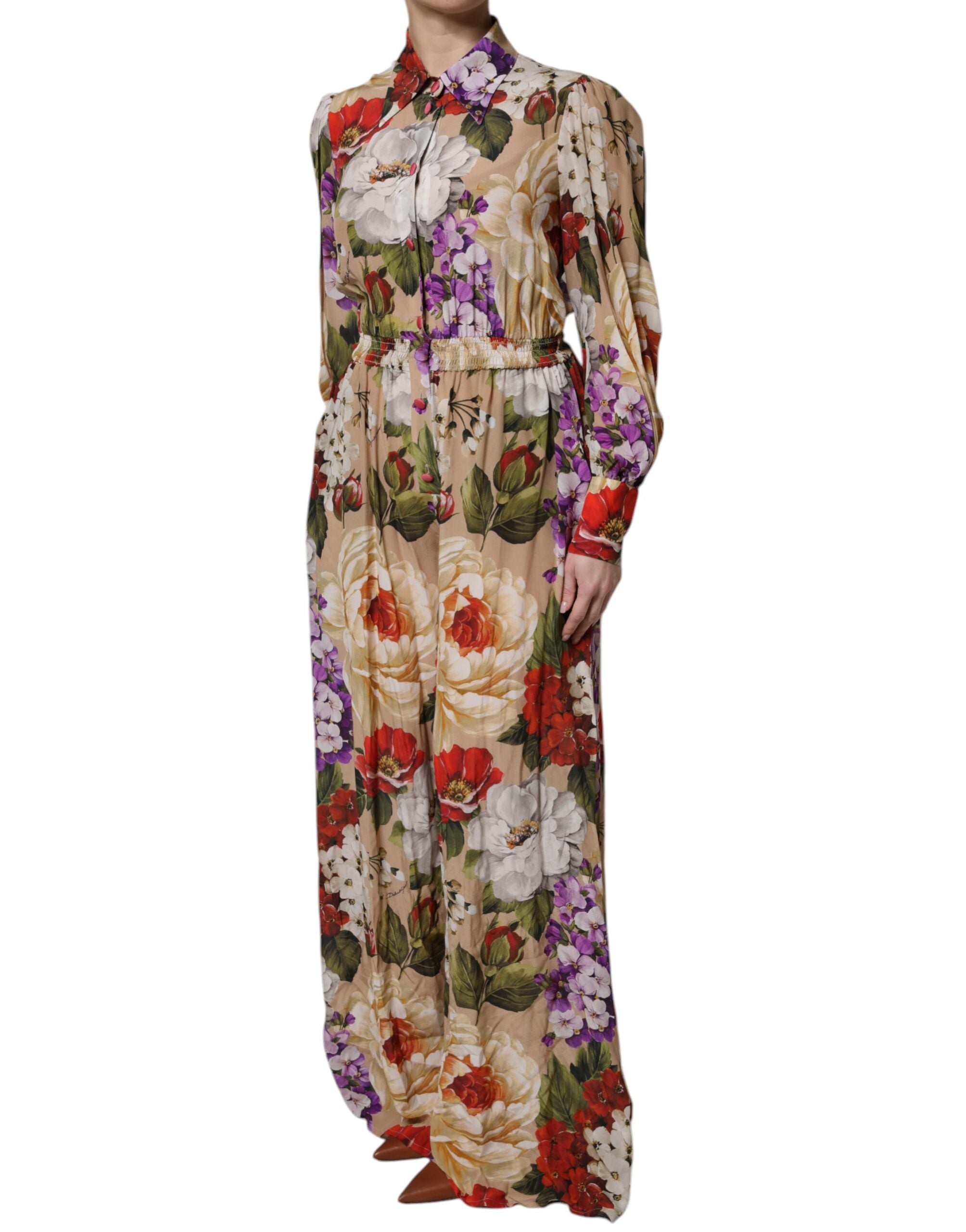 Dolce & Gabbana Multicolor Floral Wide Leg Jumpsuit Dress-3