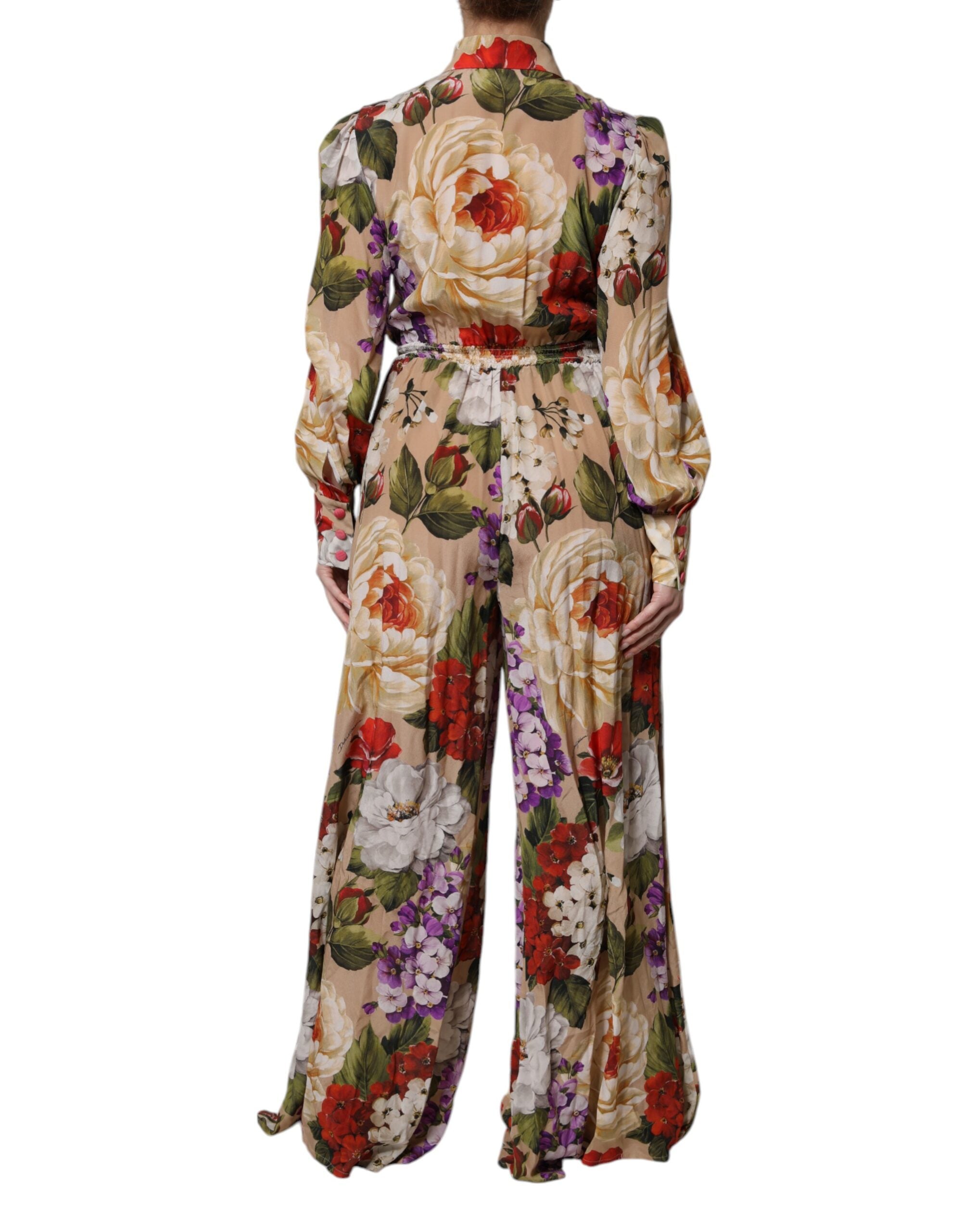 Dolce & Gabbana Multicolor Floral Wide Leg Jumpsuit Dress-4