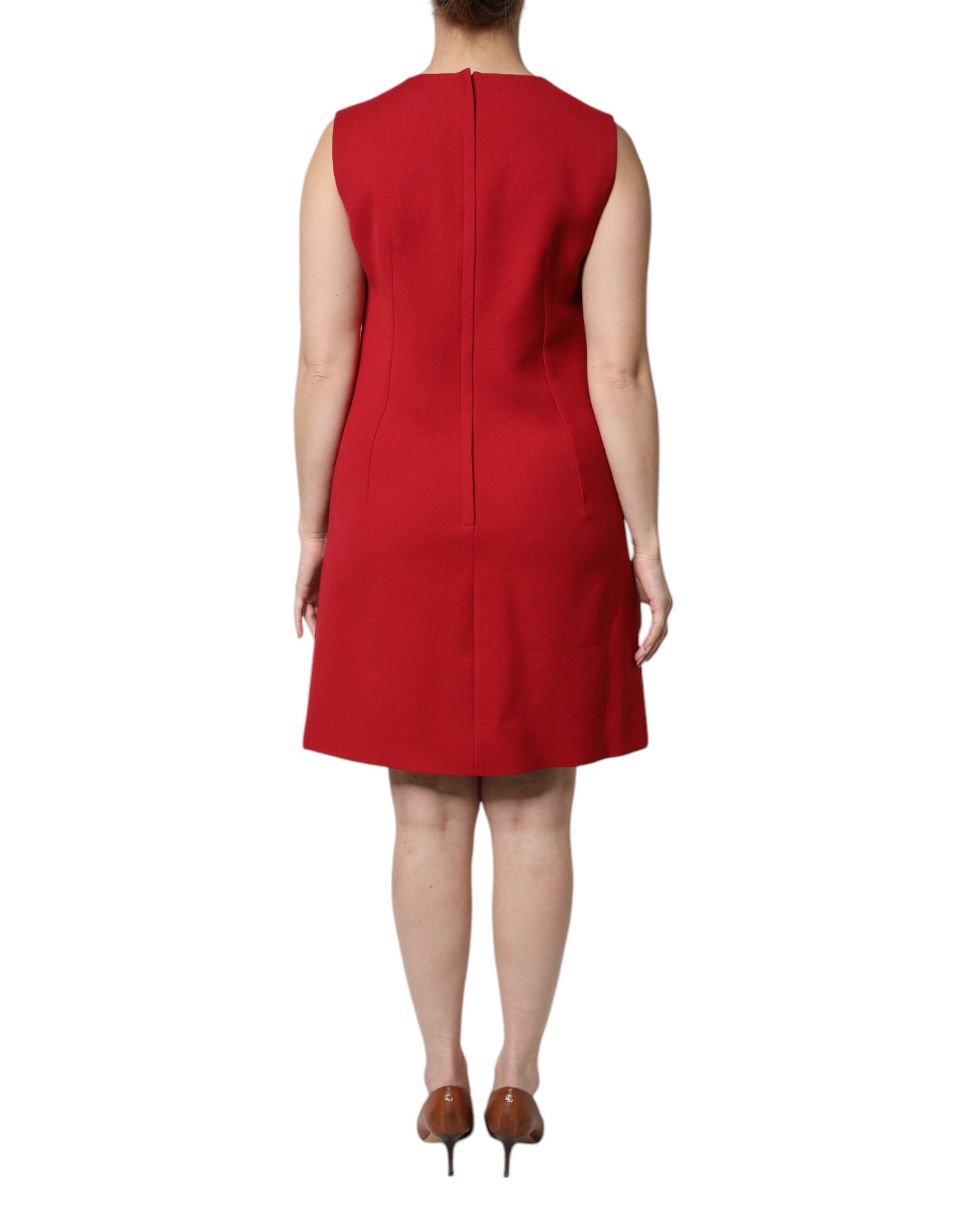 Dolce & Gabbana Red sleeveless knee-length wool dress-4