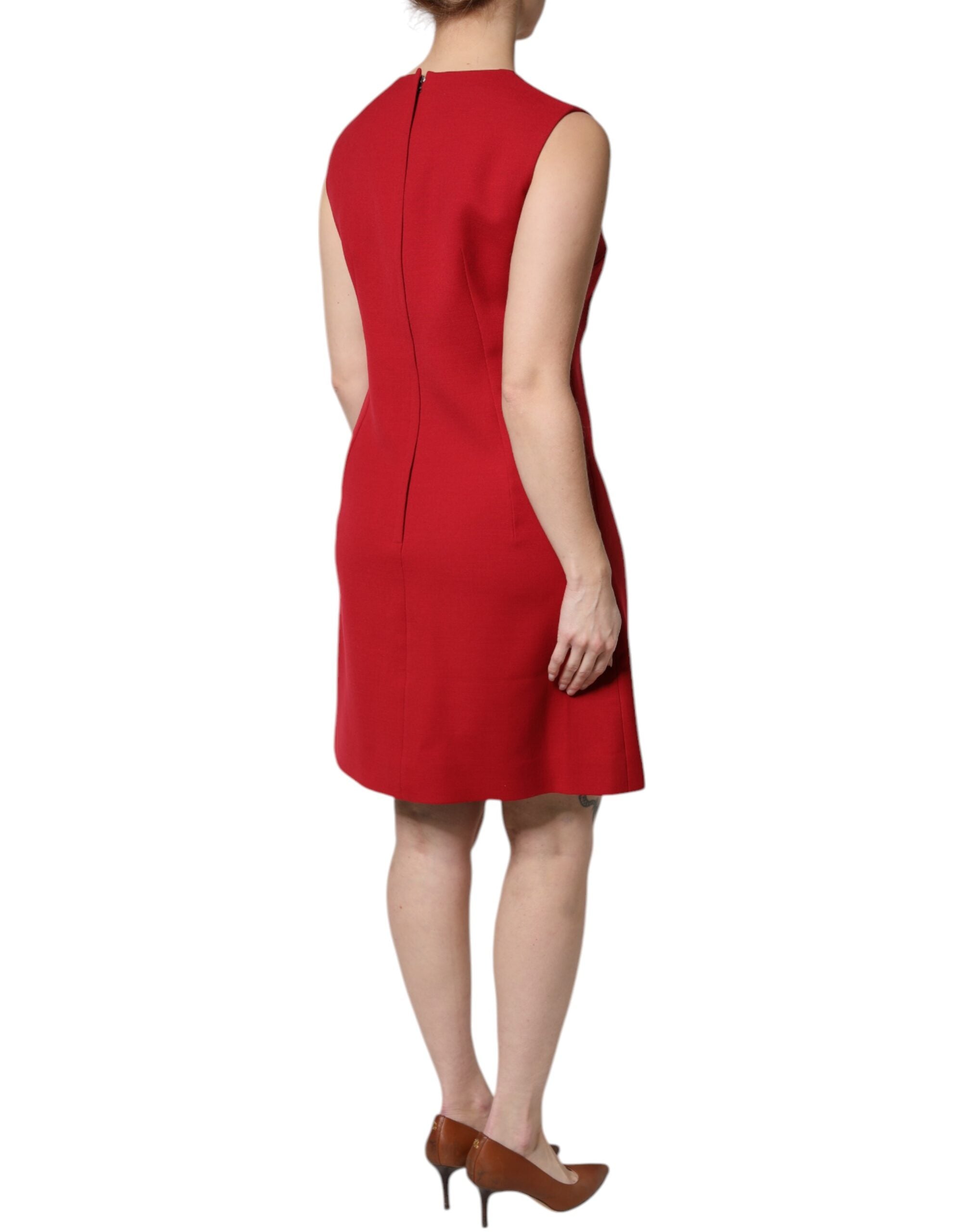 Dolce & Gabbana Red sleeveless knee-length wool dress-5