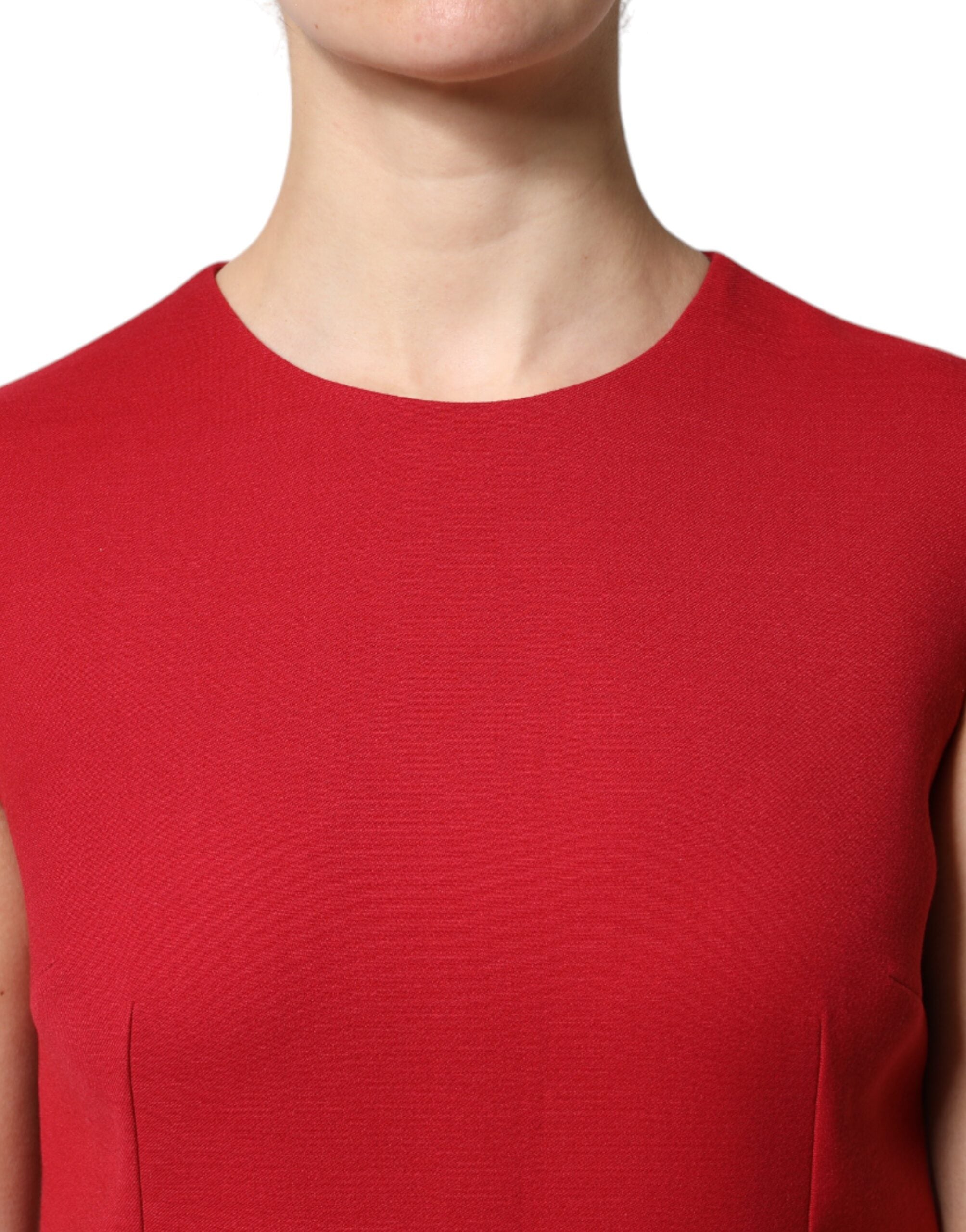 Dolce & Gabbana Red sleeveless knee-length wool dress-6