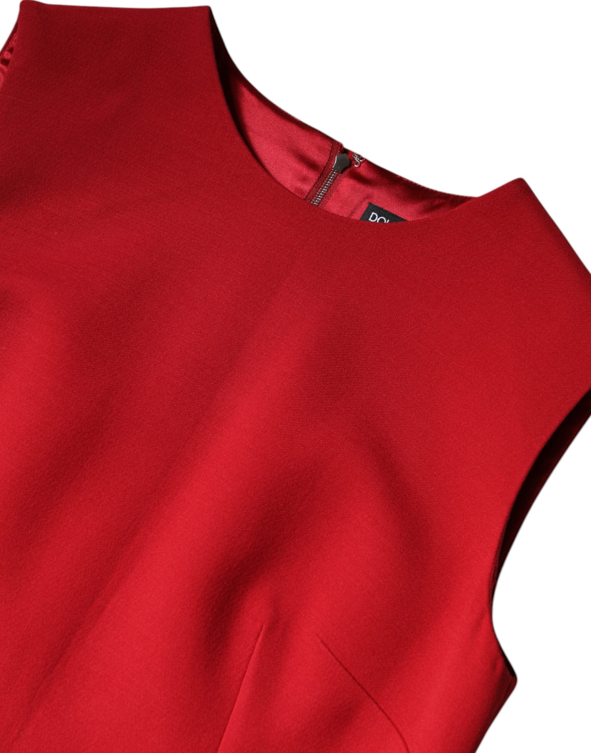 Dolce & Gabbana Red sleeveless knee-length wool dress-8