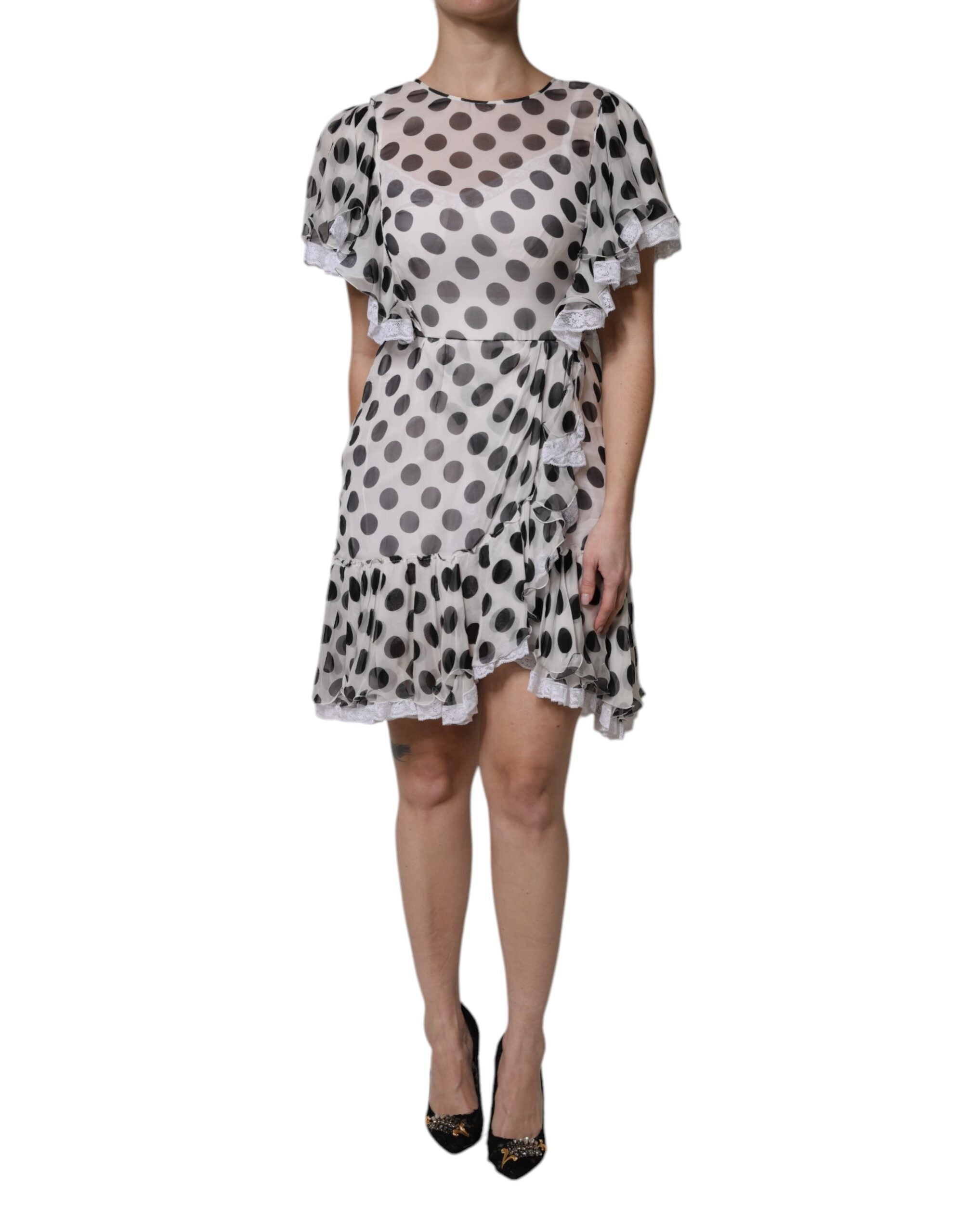 Dolce & Gabbana White polka dot silk blend A-line dress-1