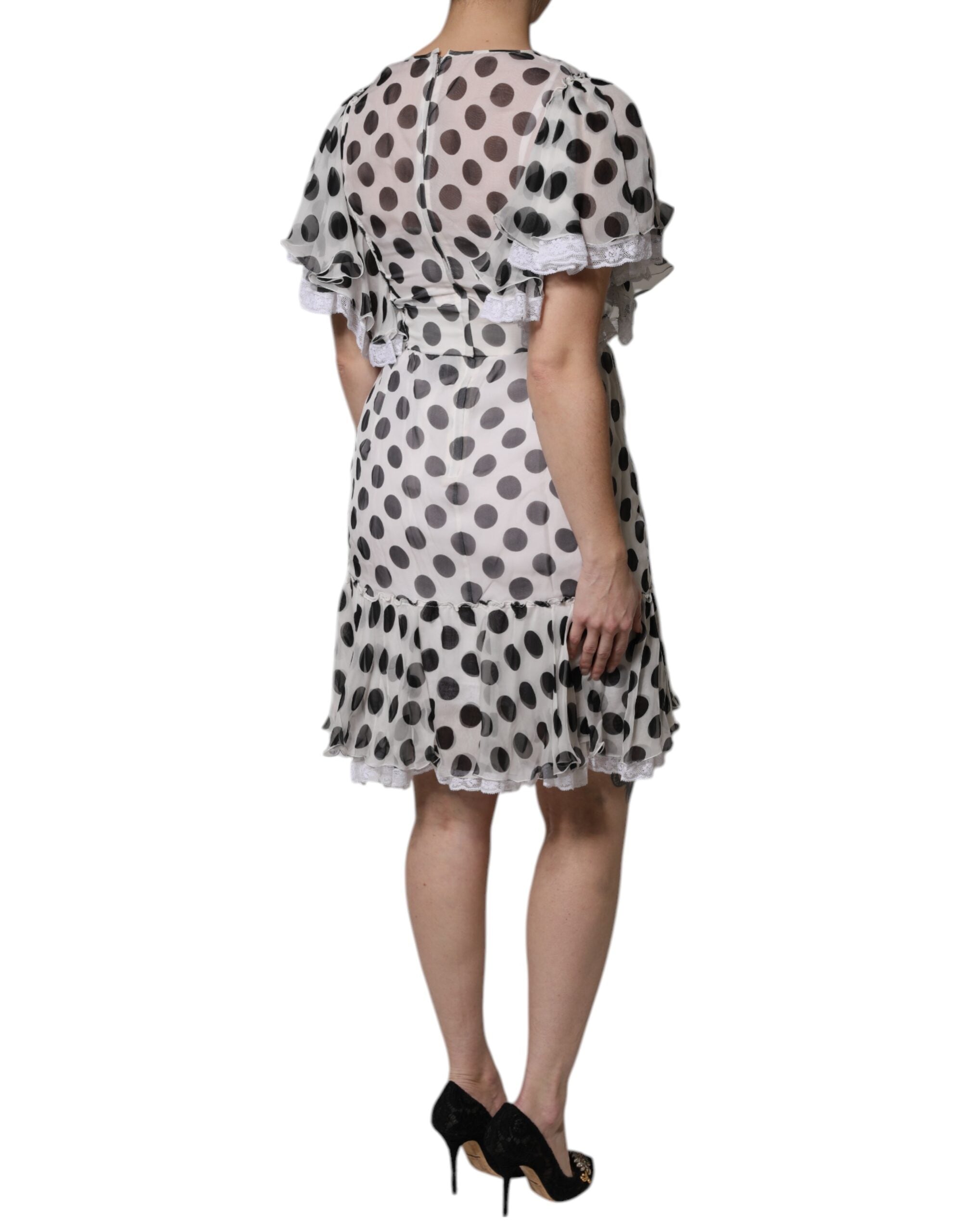 Dolce & Gabbana White polka dot silk blend A-line dress-5
