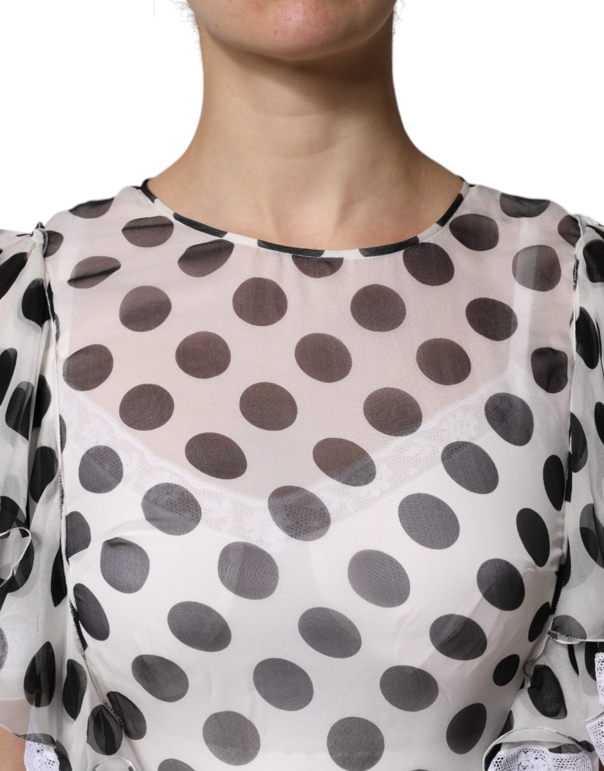 Dolce & Gabbana White polka dot silk blend A-line dress-6