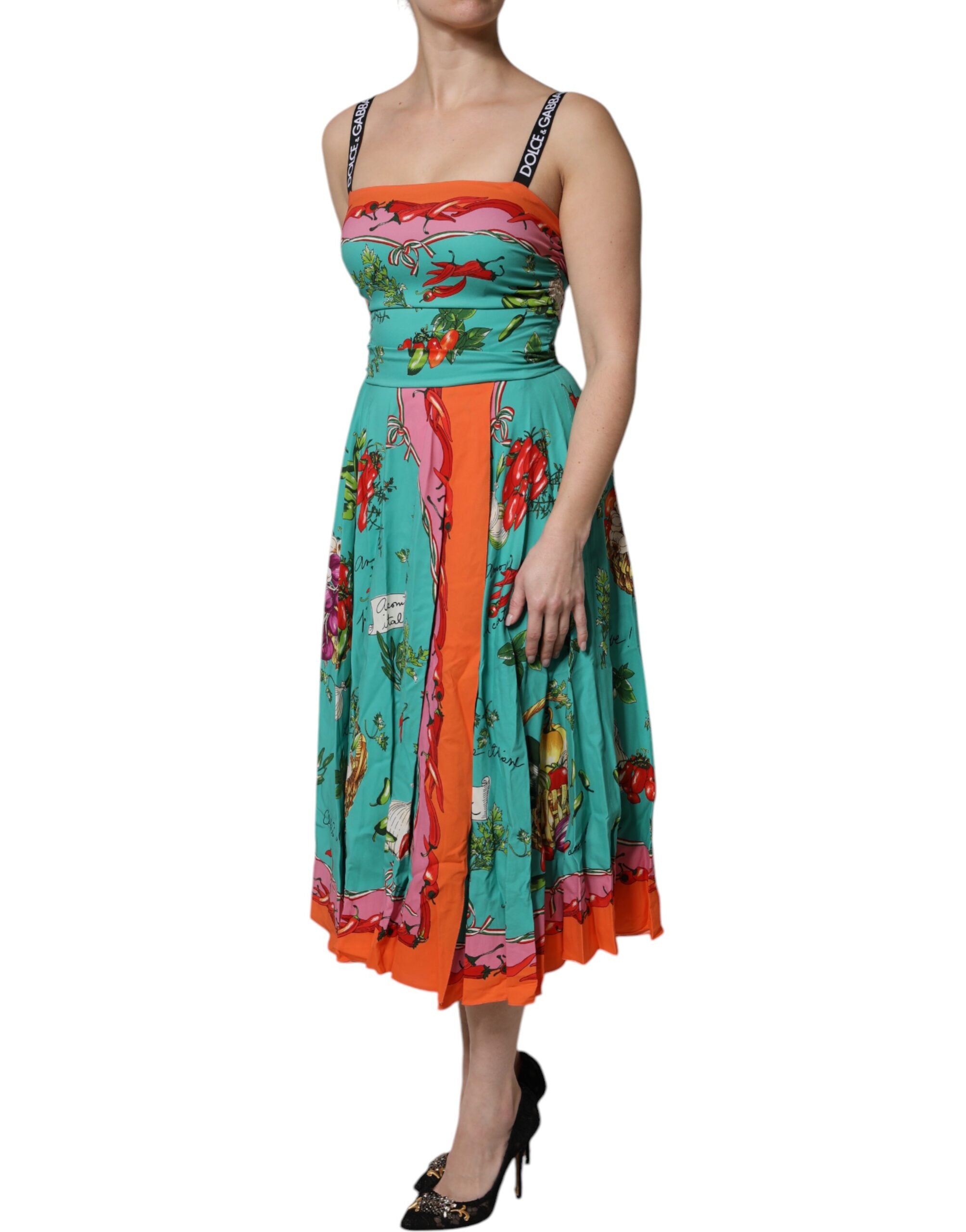 Dolce & Gabbana multicolor printed sleeveless silk midi dress-3