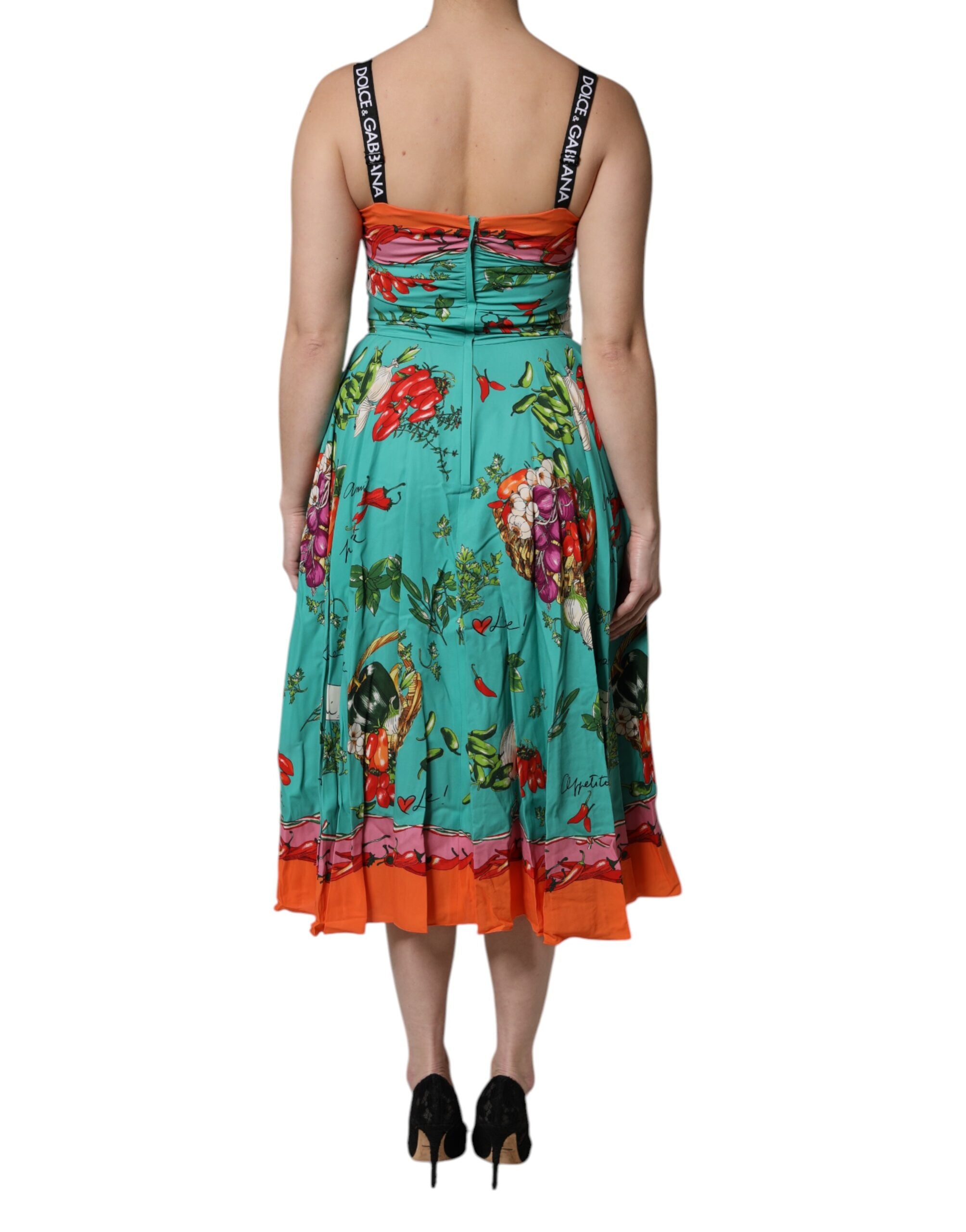 Dolce & Gabbana multicolor printed sleeveless silk midi dress-4