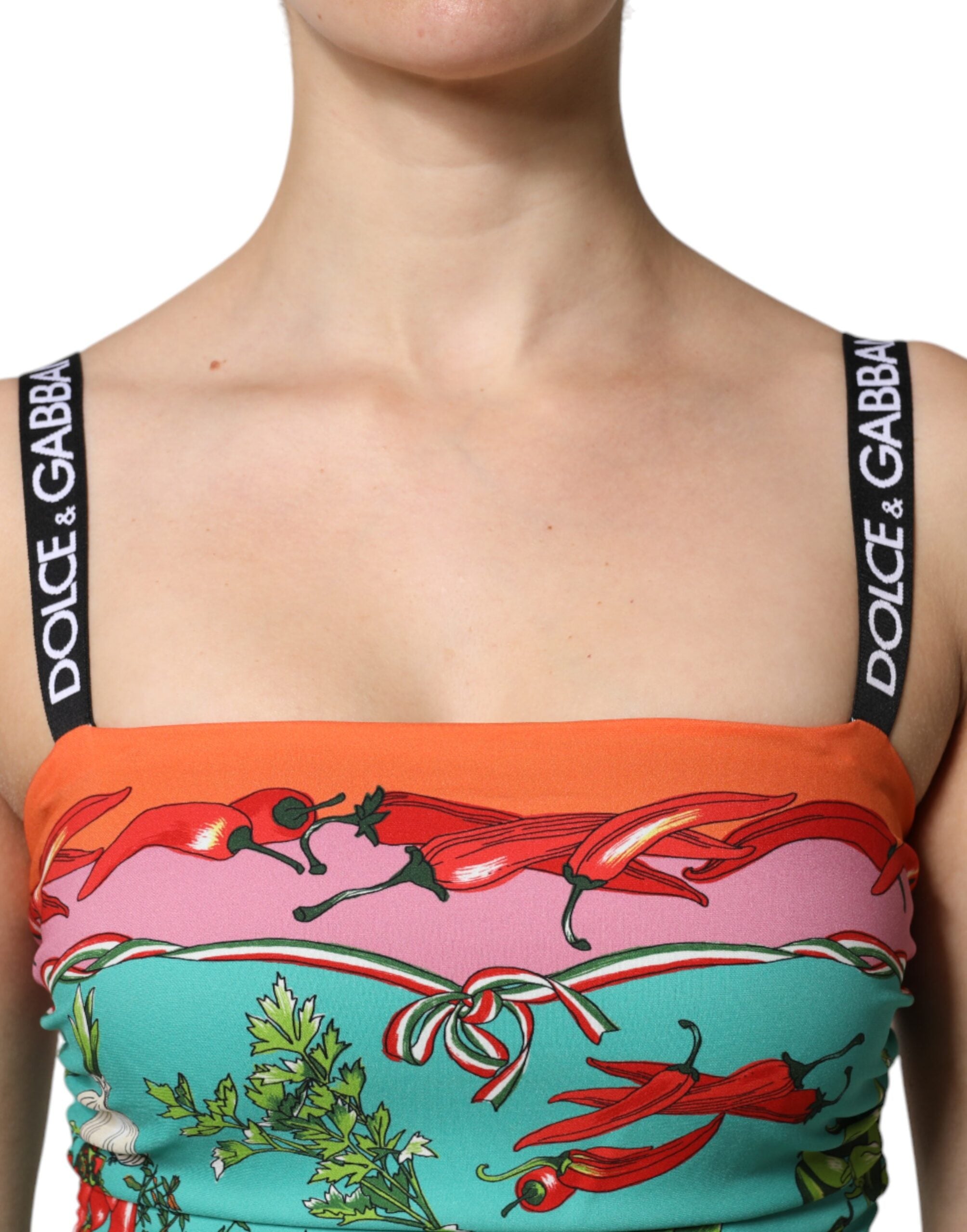 Dolce & Gabbana multicolor printed sleeveless silk midi dress-6