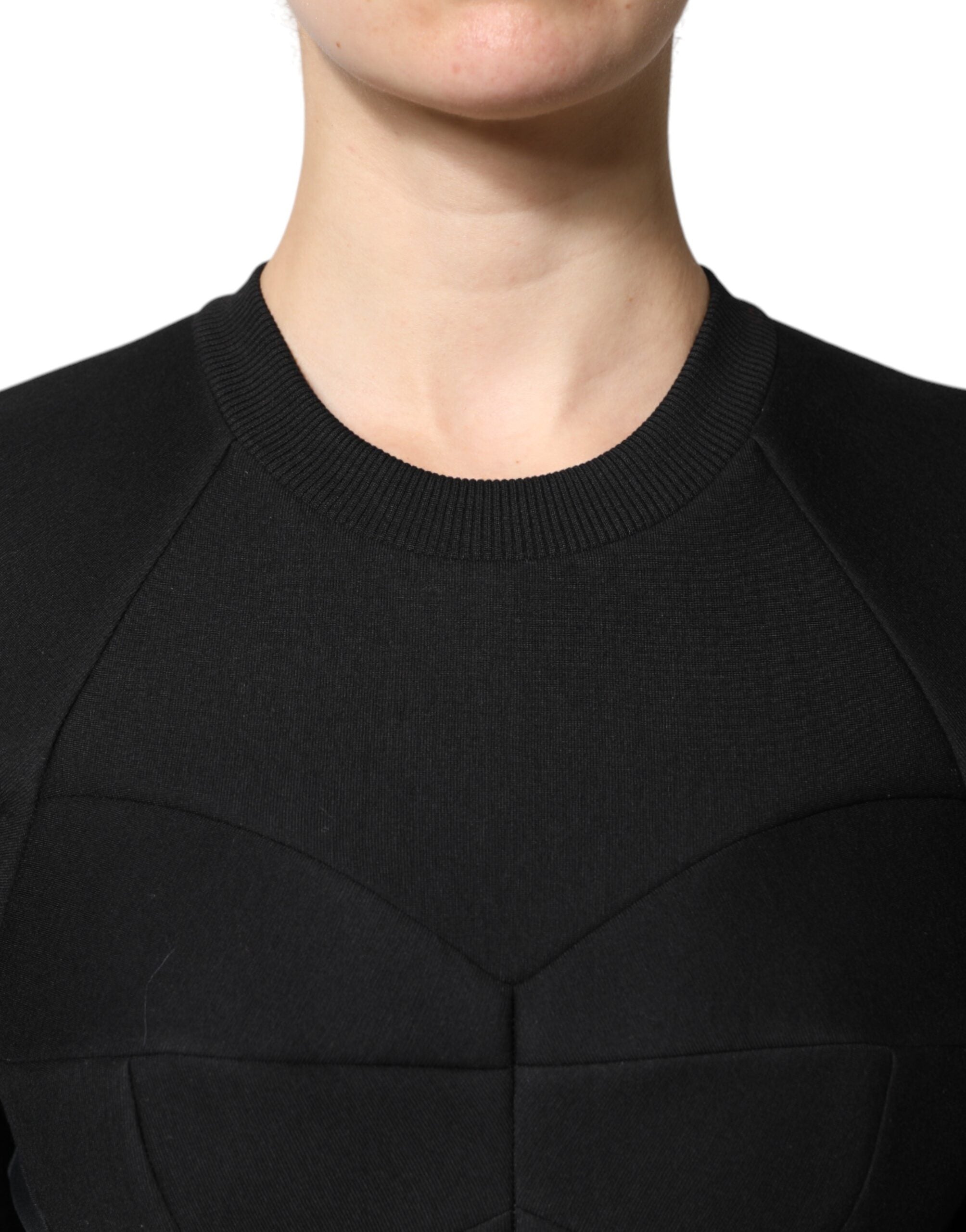 Vestido mini de algodón negro de Dolce & Gabbana con mangas largas y corte A-6