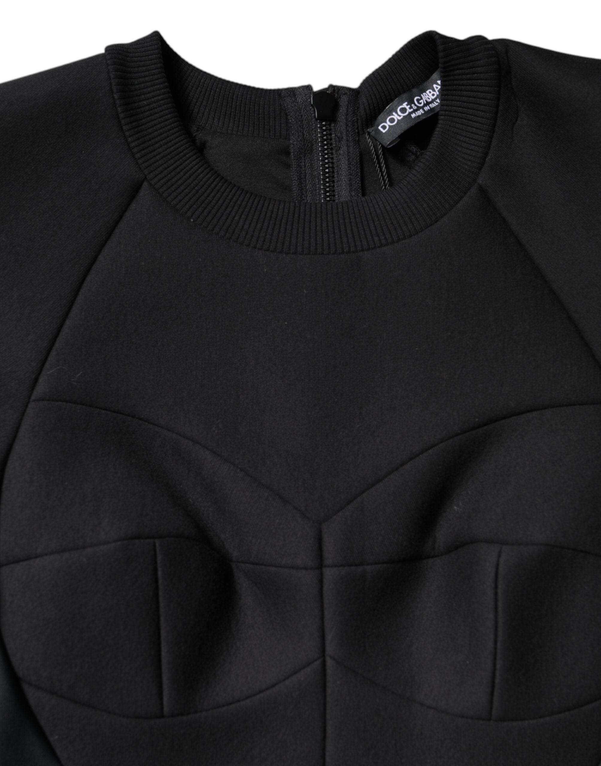 Vestido mini de algodón negro de Dolce & Gabbana con mangas largas y corte A-8