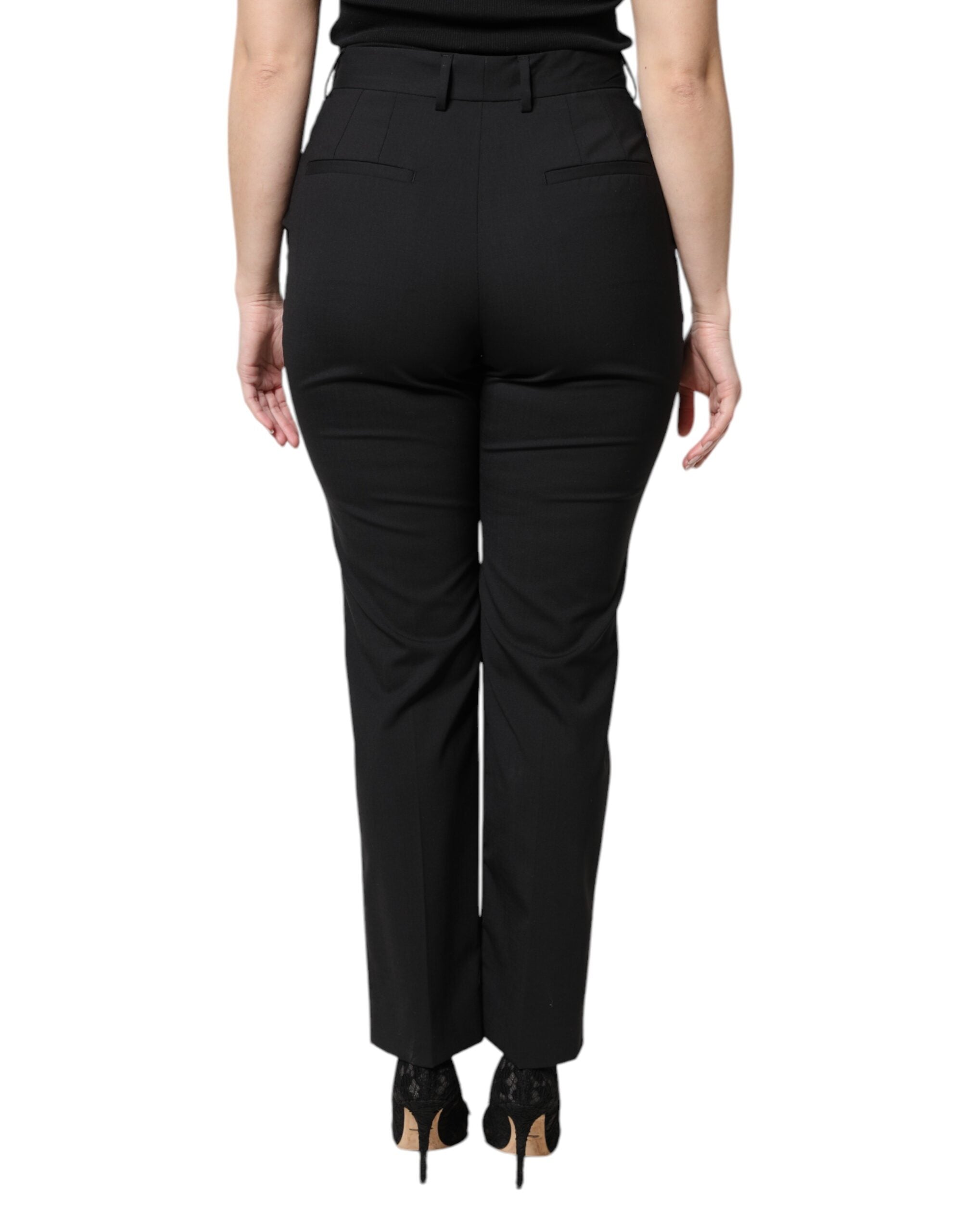 Dolce & Gabbana Schwarze Polyester-Kleiderhose mit hoher Taille-4